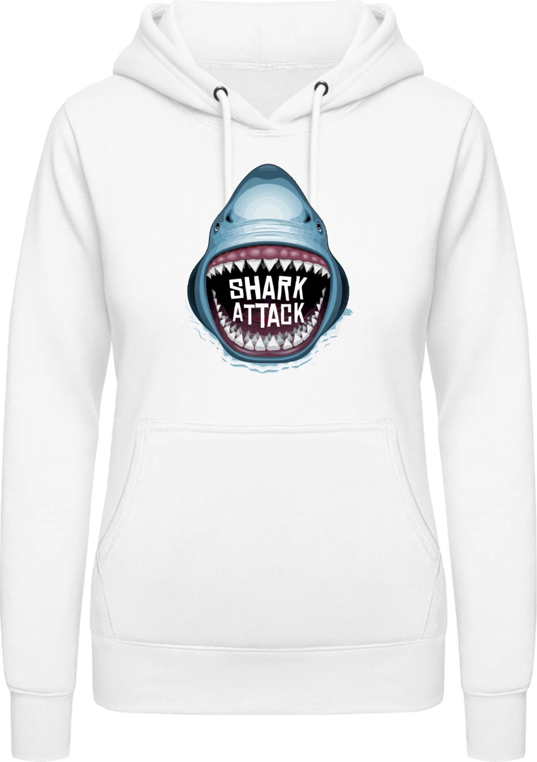 Shark Attack - Arctic white AWDis ladies hoodie - Front