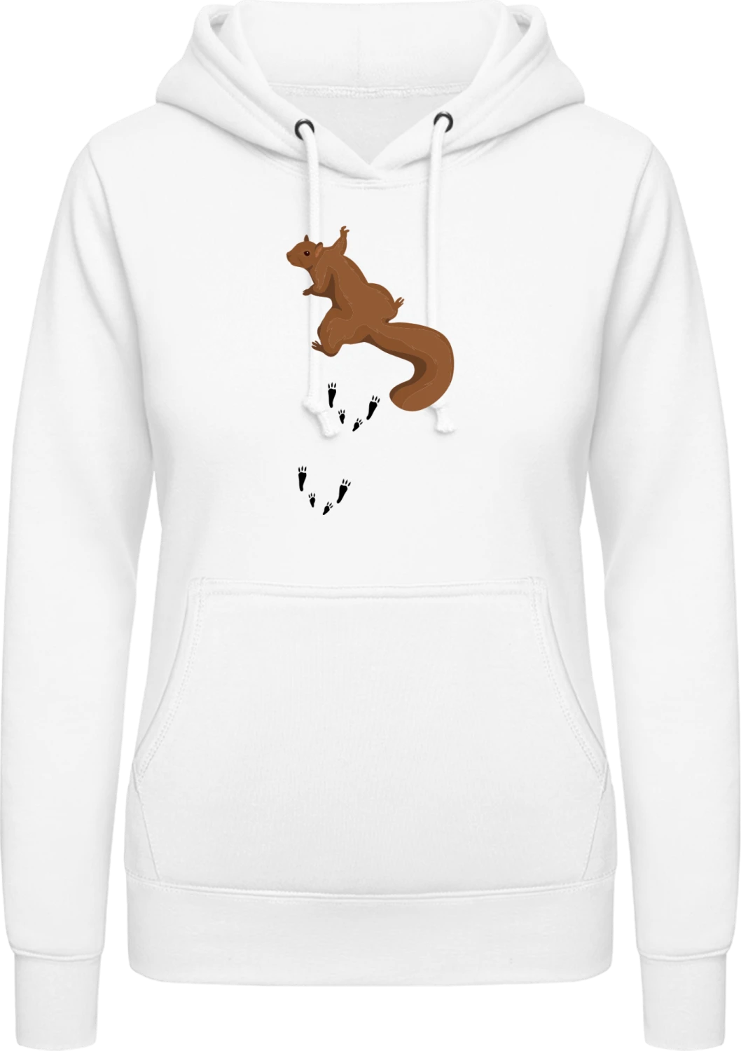 Squirrel With Prints - Arctic white AWDis ladies hoodie - Front