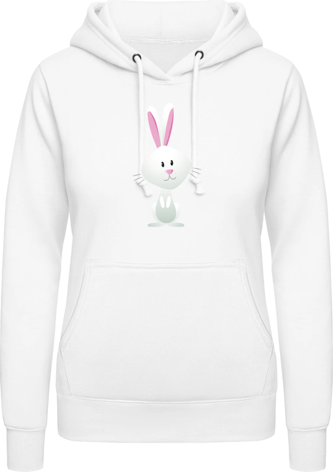 Happy Rabbit - Arctic white AWDis ladies hoodie - Front