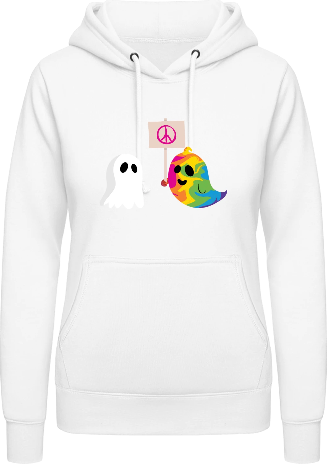 Hippie Ghost - Arctic white AWDis ladies hoodie - Front