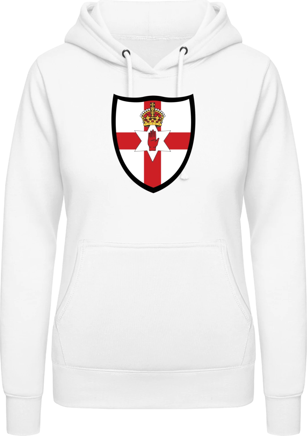 Northern Ireland Flag Shield - Arctic white AWDis ladies hoodie - Front