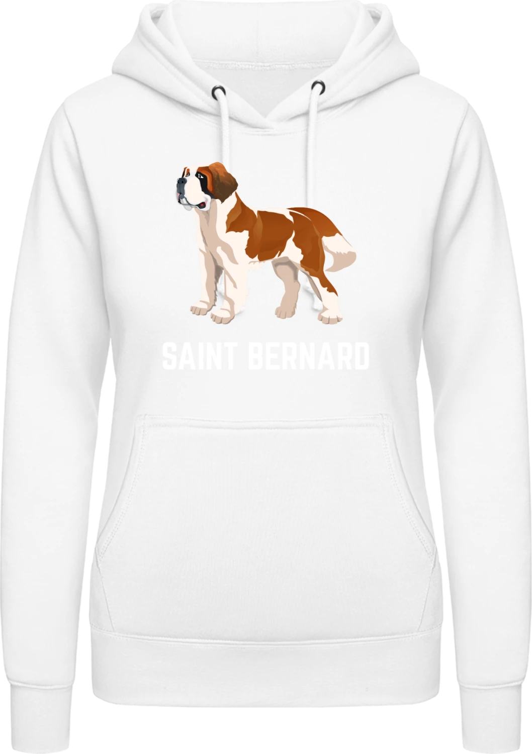 Saint Bernard Illustration - Arctic white AWDis ladies hoodie - Front