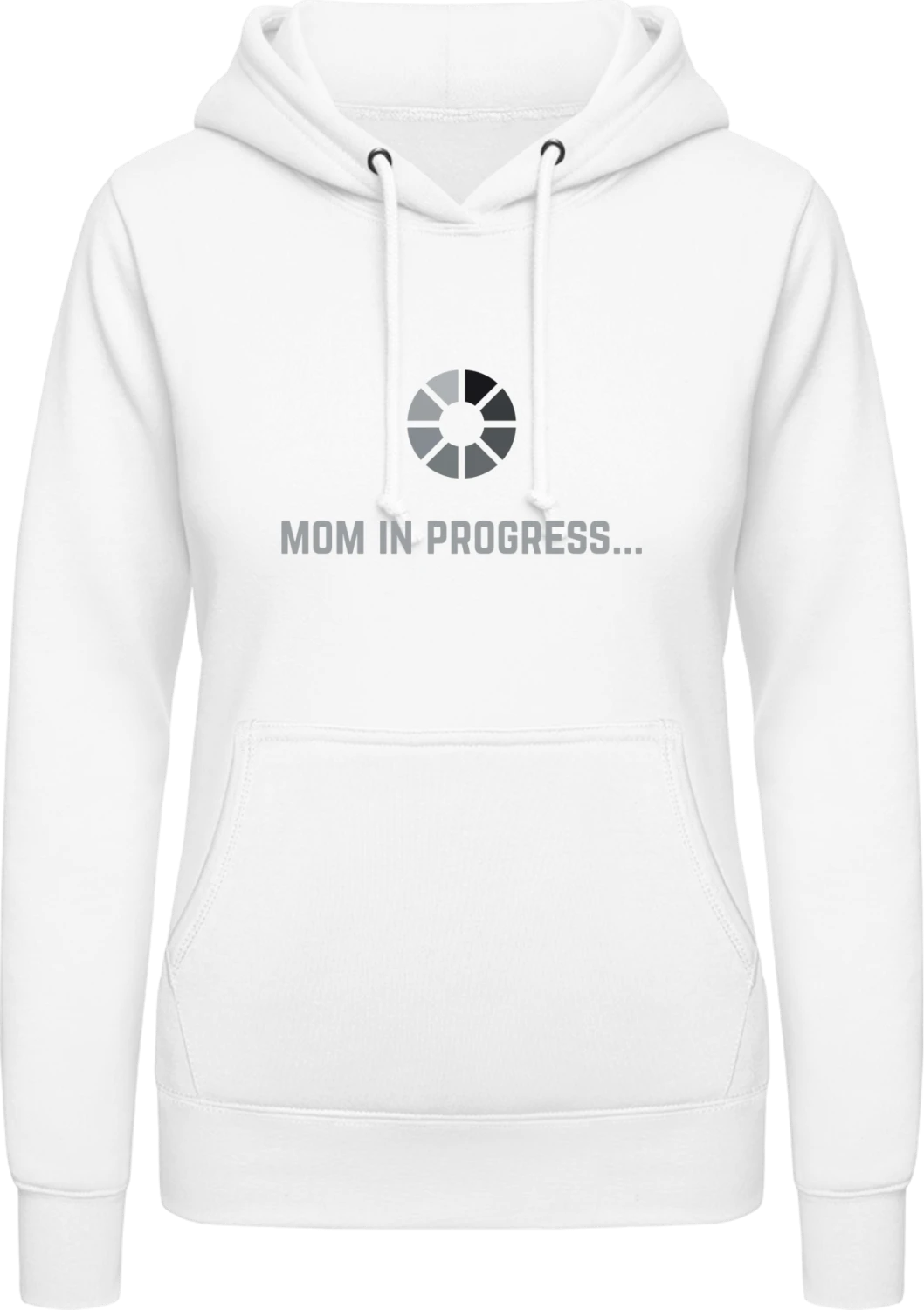 Mom In Progress - Arctic white AWDis ladies hoodie - Front