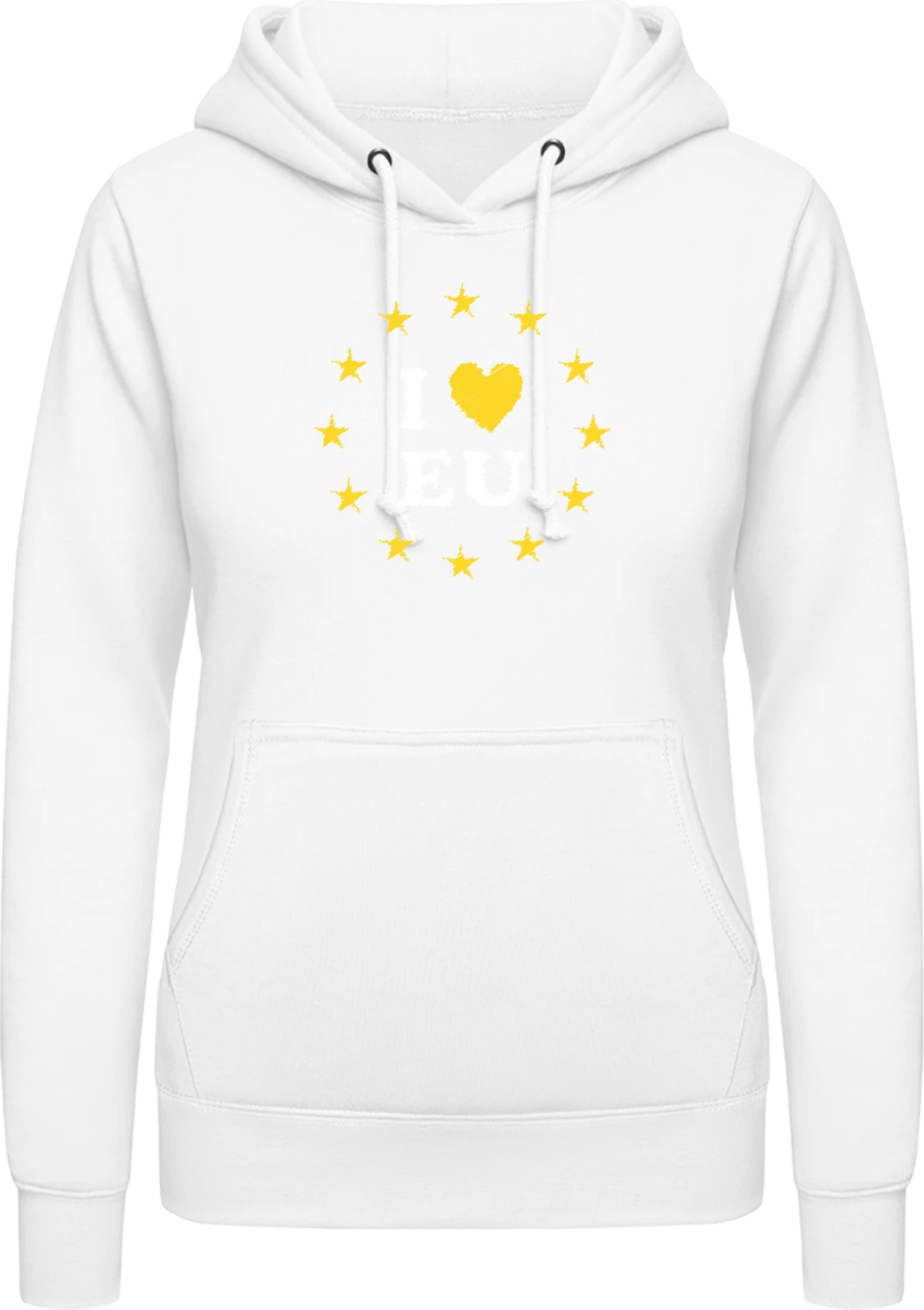 I Love EU Scribble - Arctic white AWDis ladies hoodie - Front