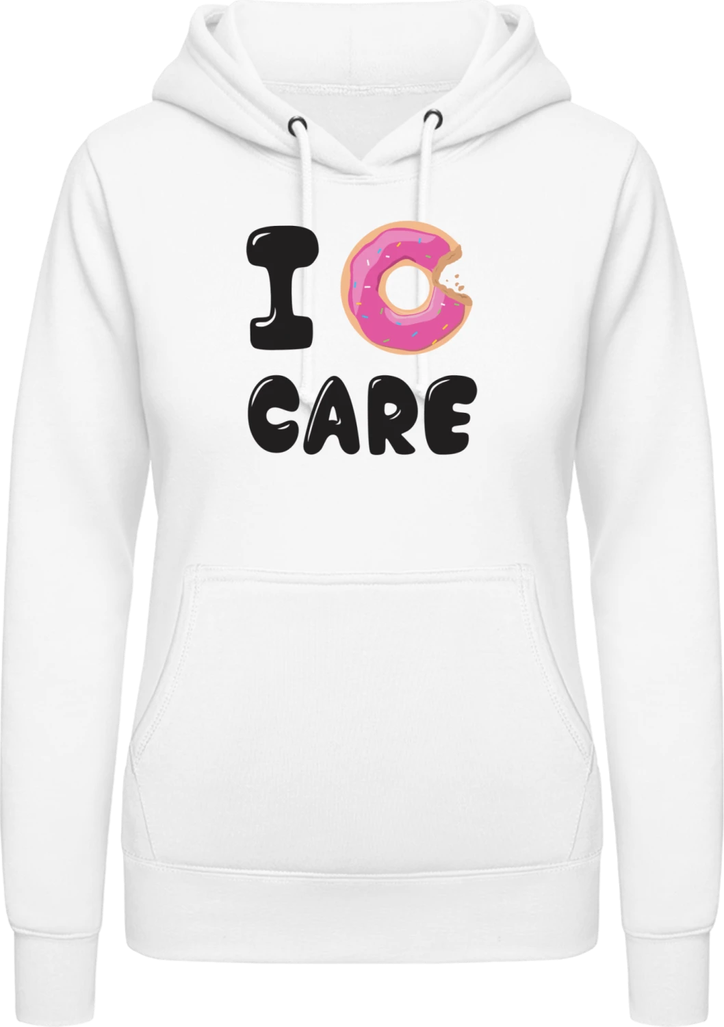 I Donut Care - Arctic white AWDis ladies hoodie - Front