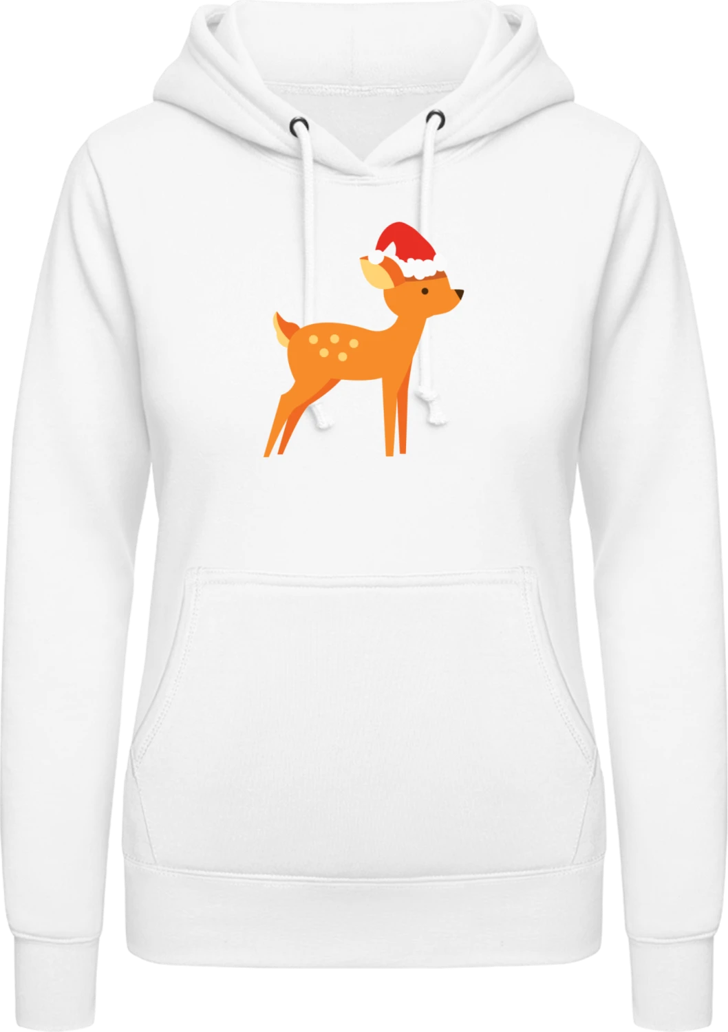 Little Deer With Christmas Hat - Arctic white AWDis ladies hoodie - Front