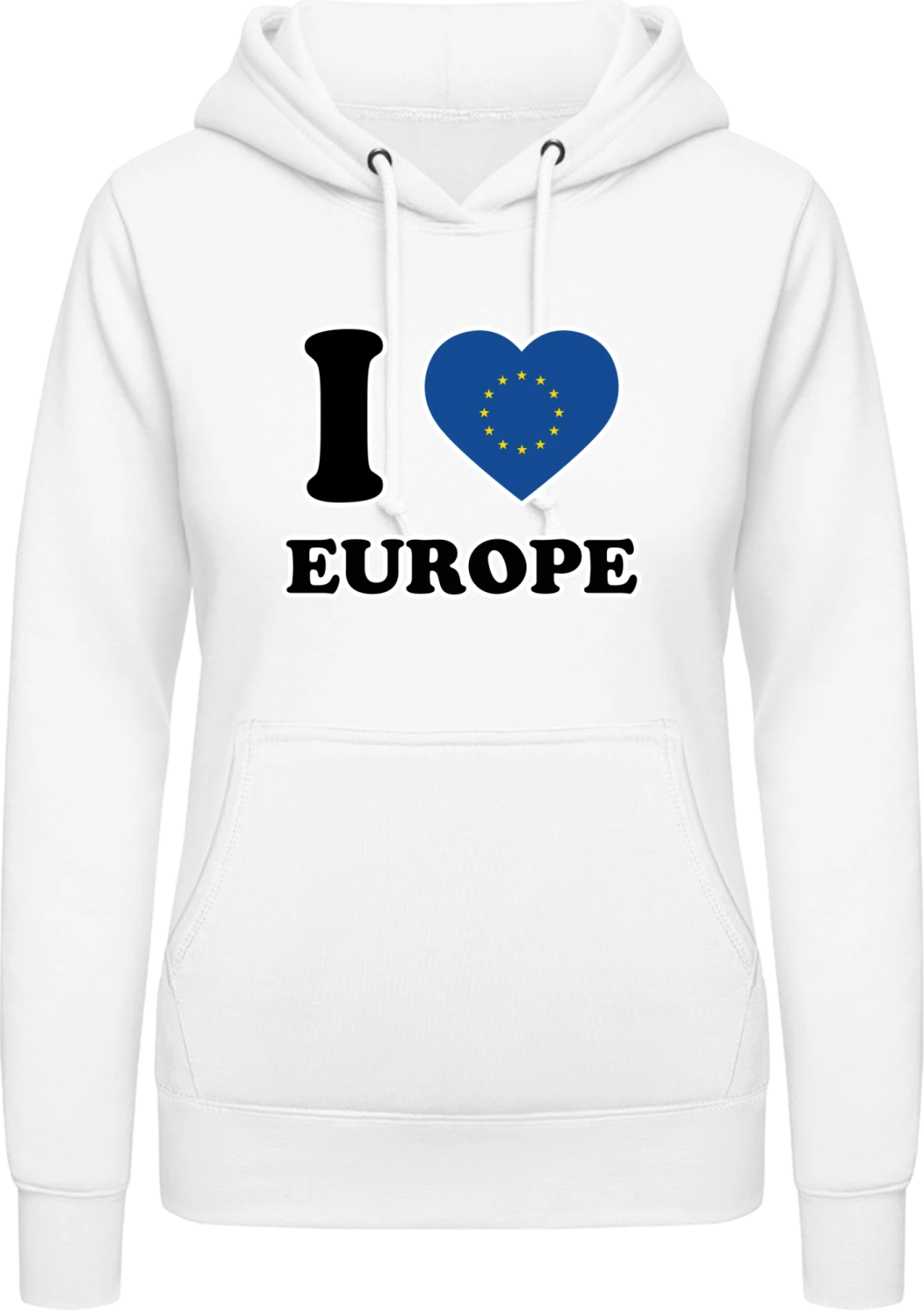 I Love Europe - Arctic white AWDis ladies hoodie - Front