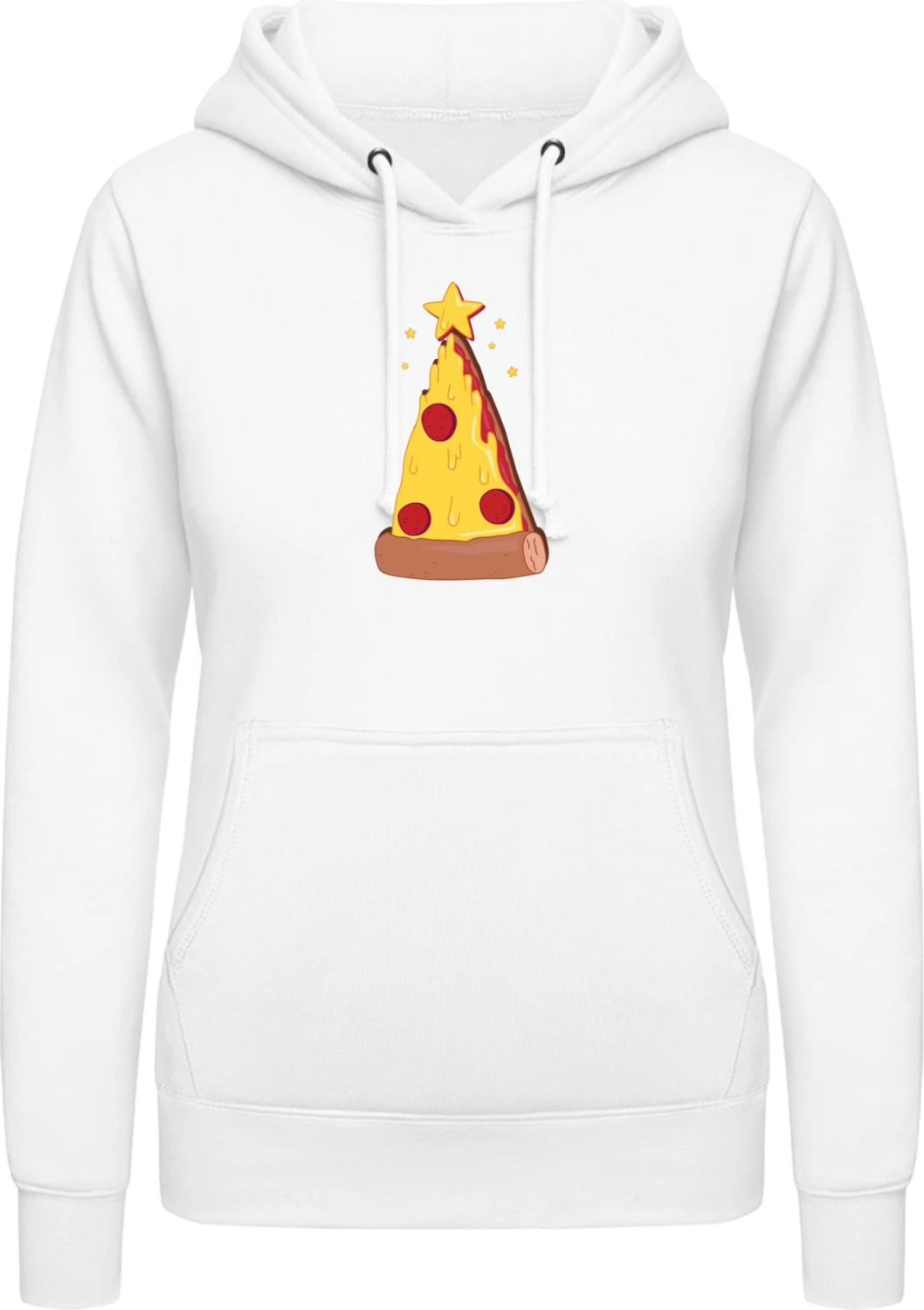 Pizza Christmas Tree - Arctic white AWDis ladies hoodie - Front