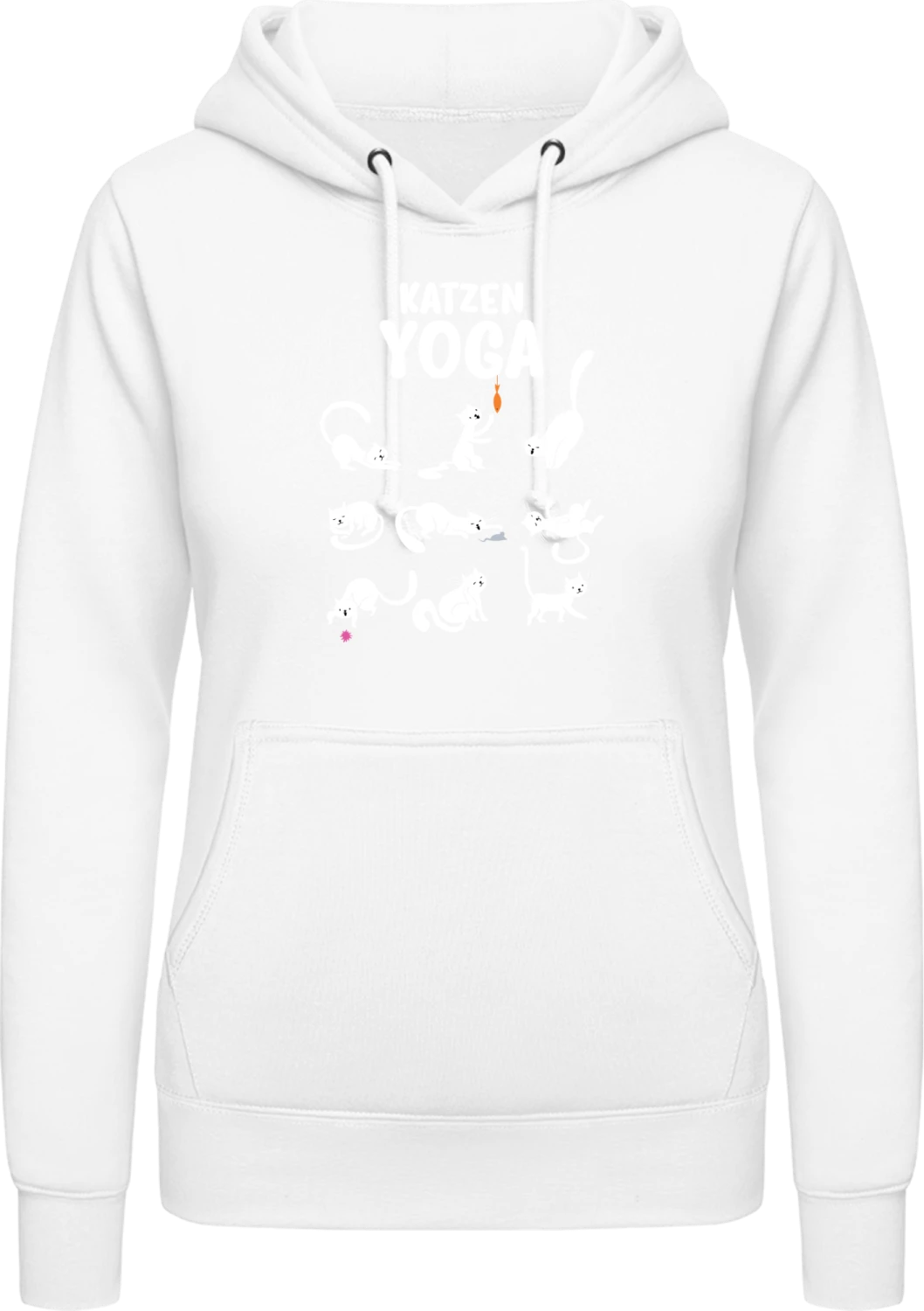 Katzen Yoga - Arctic white AWDis ladies hoodie - Front