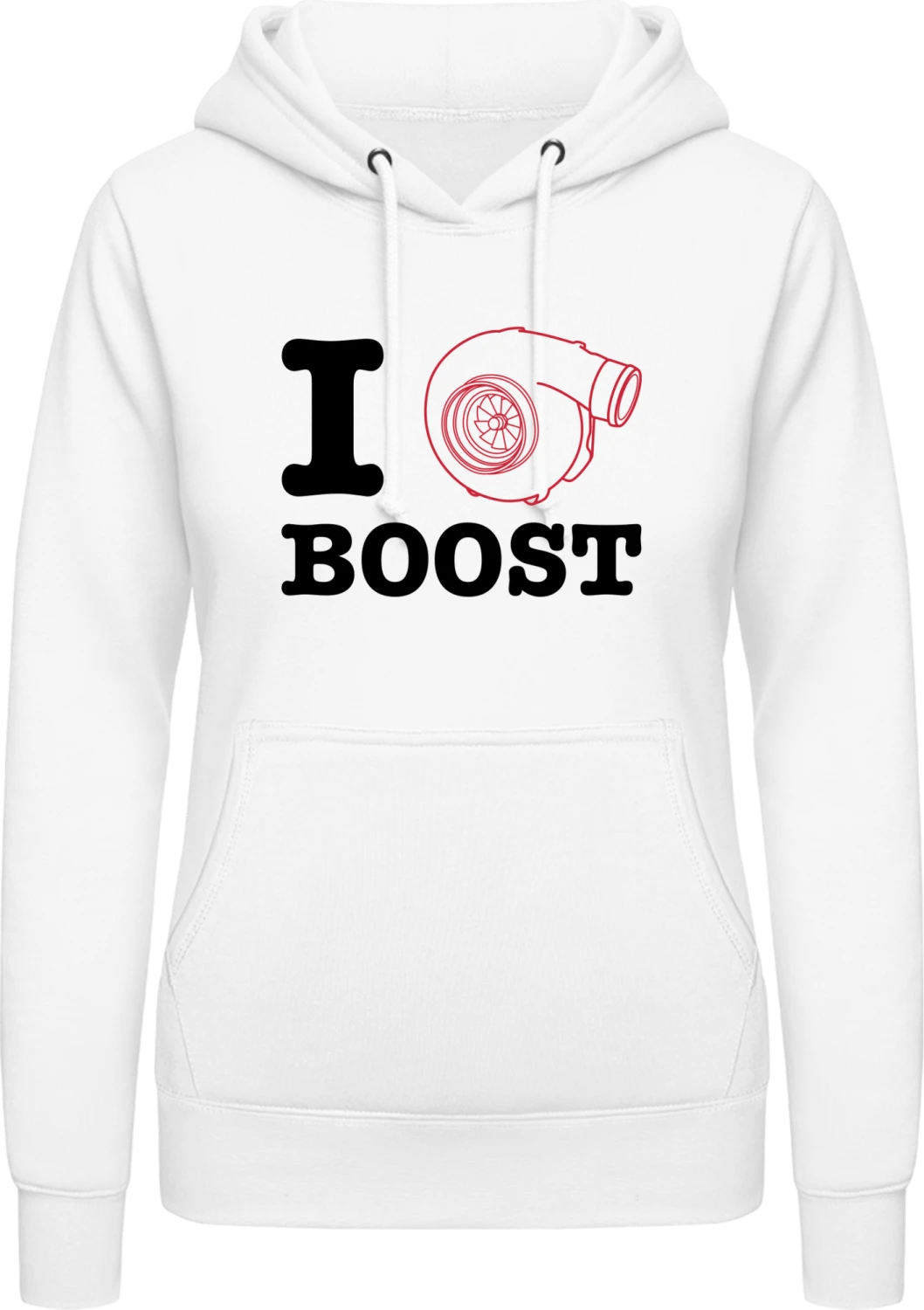 I Love Turbocharger Boost - Arctic white AWDis ladies hoodie - Front