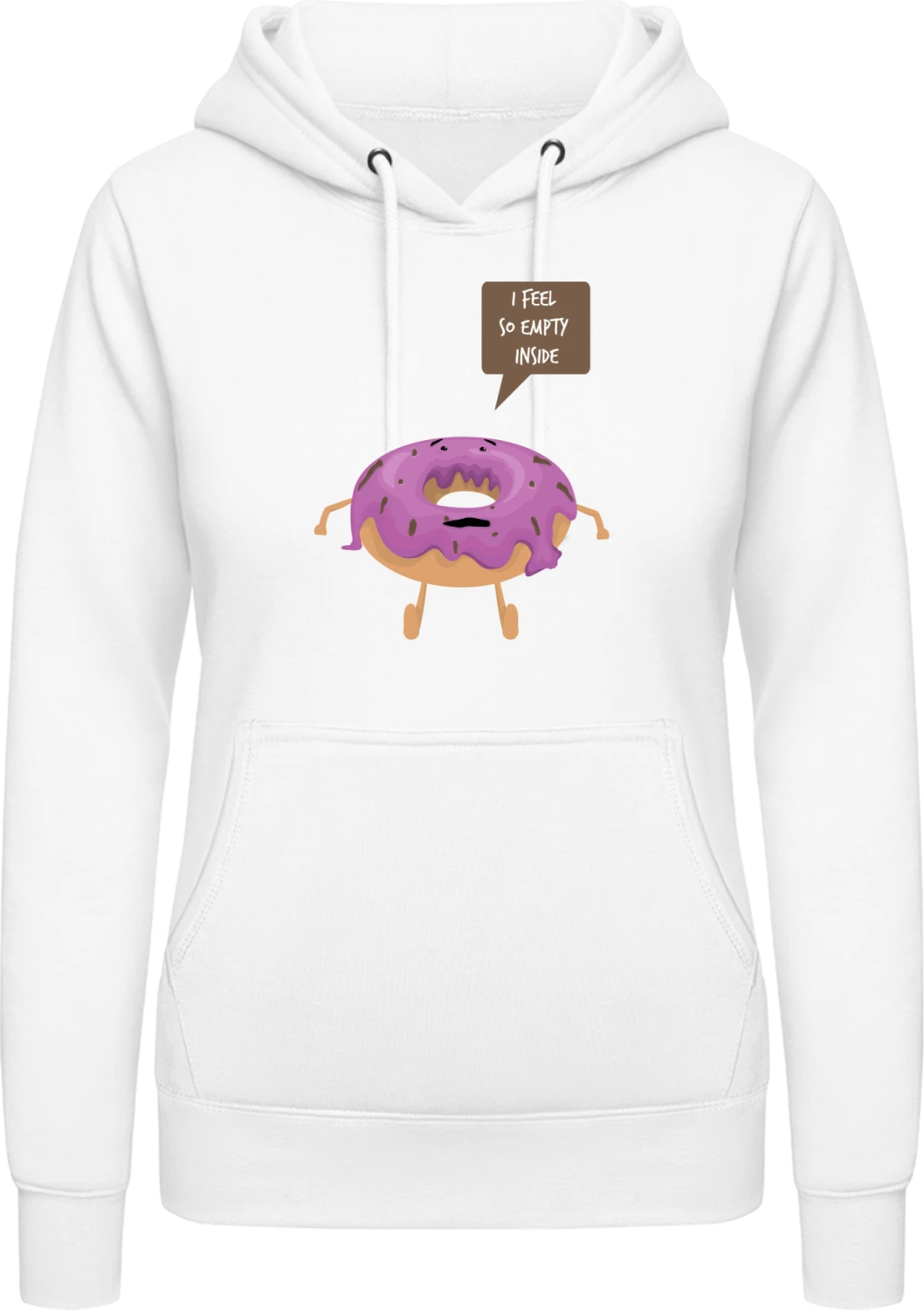 Donut Feels So Empty Inside - Arctic white AWDis ladies hoodie - Front