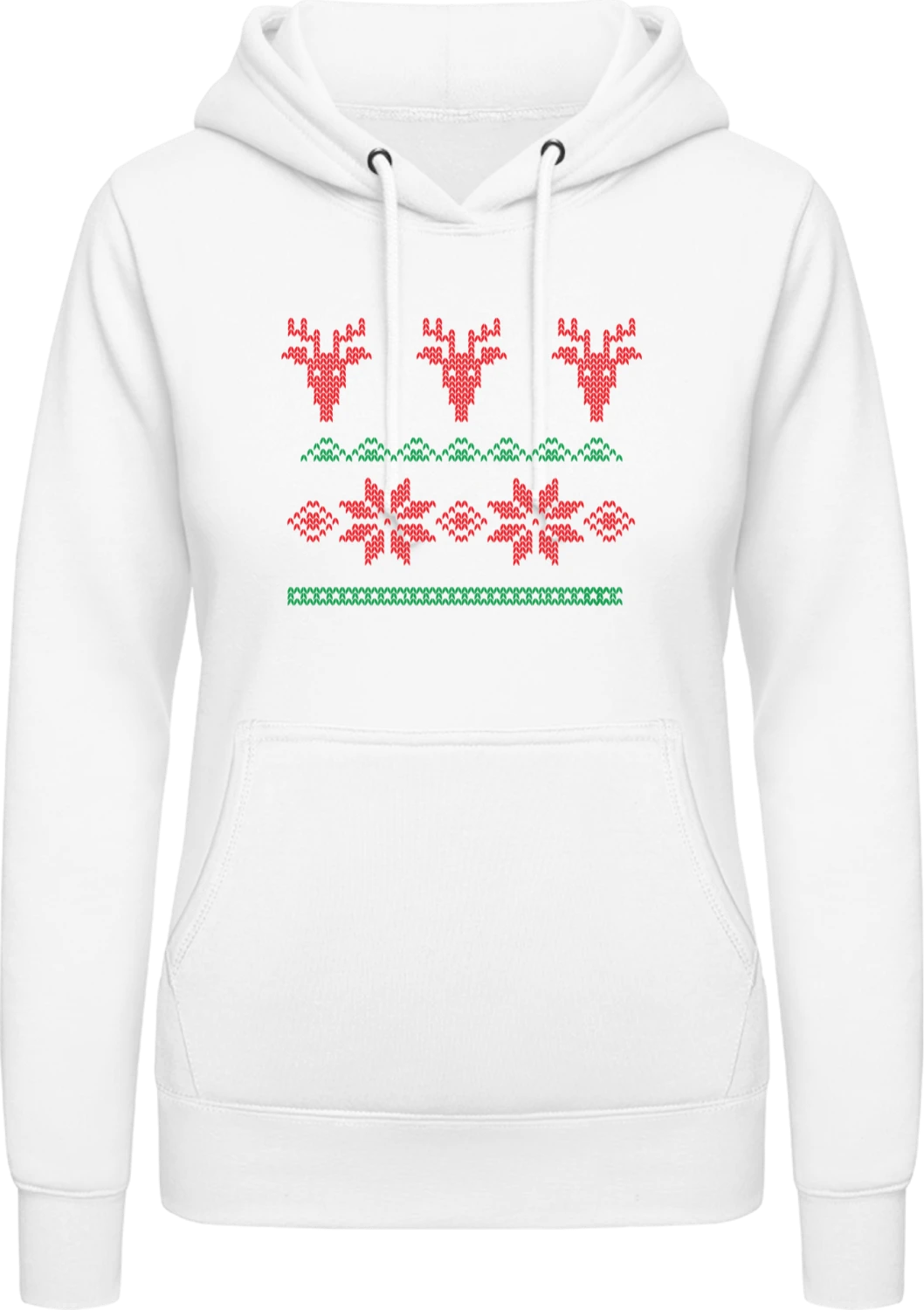 Reindeer Winter Pattern - Arctic white AWDis ladies hoodie - Front