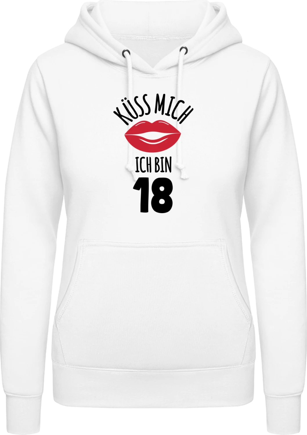 Küss mich ich bin 18 - Arctic white AWDis ladies hoodie - Front