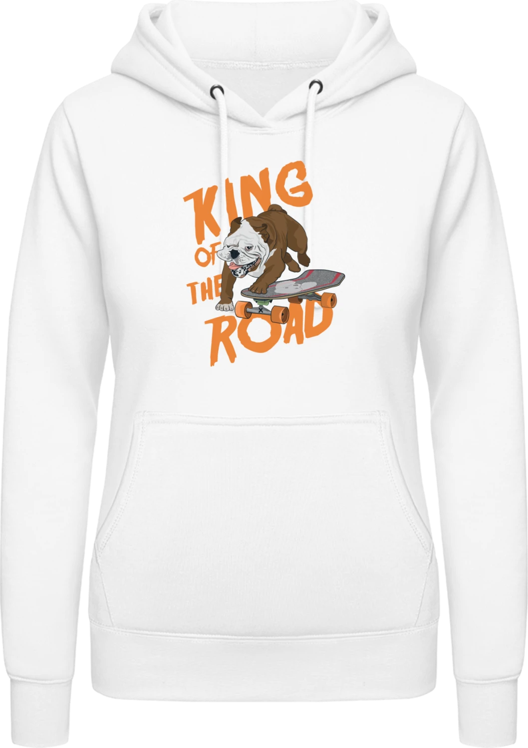 Bulldog King Of The Road - Arctic white AWDis ladies hoodie - Front