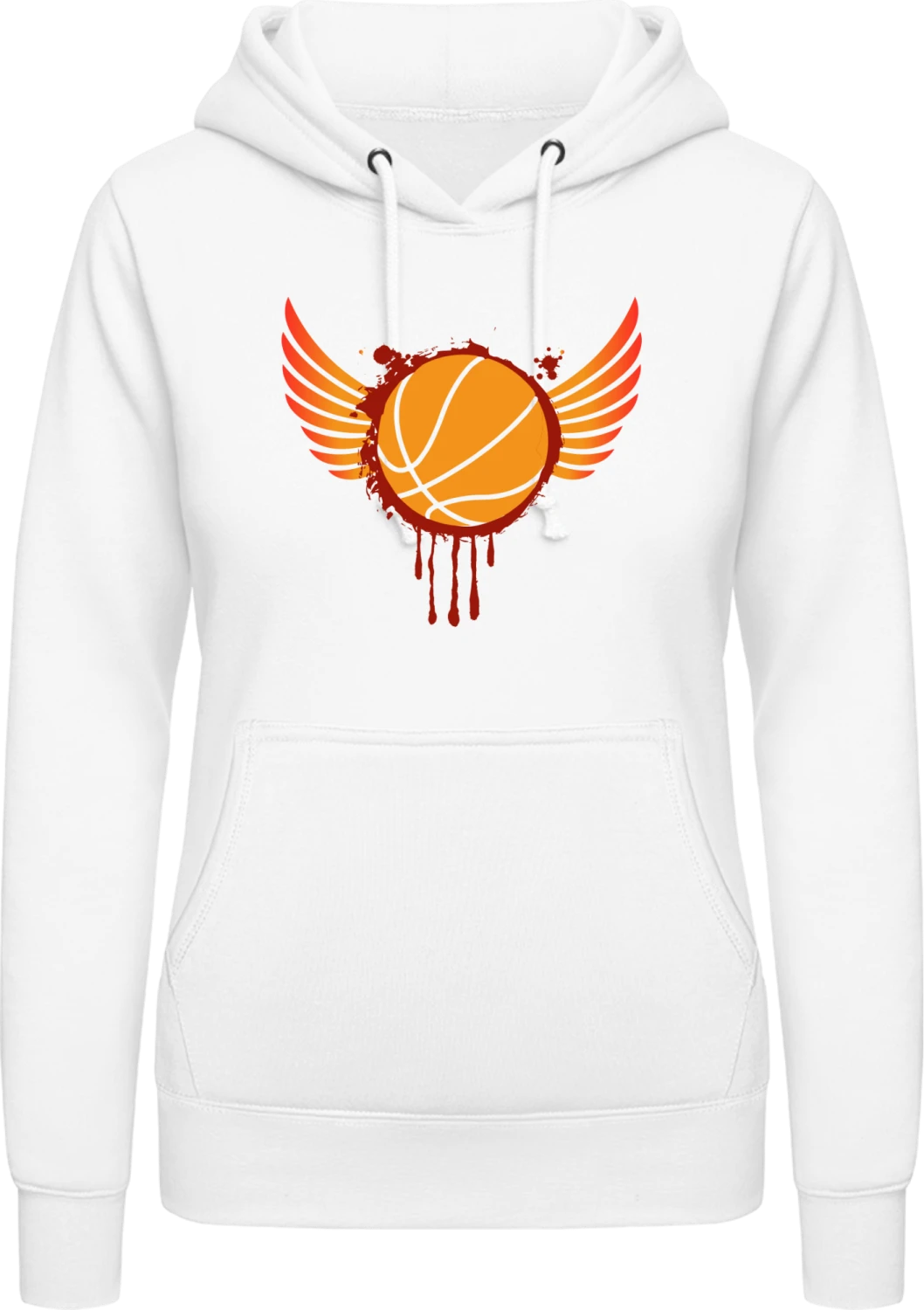 Basketball Splash Wings - Arctic white AWDis ladies hoodie - Front