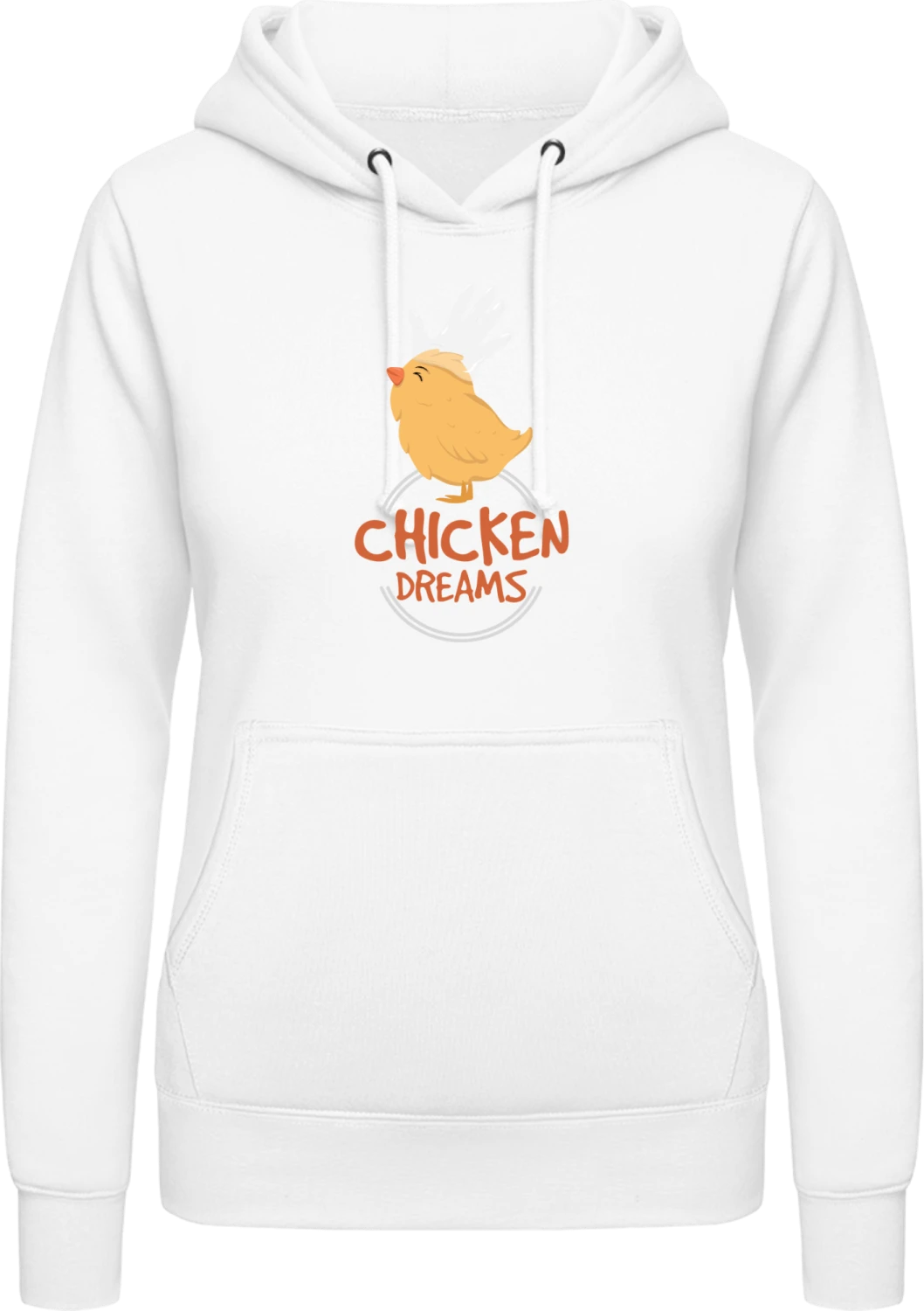 Chicken Dreams - Arctic white AWDis ladies hoodie - Front