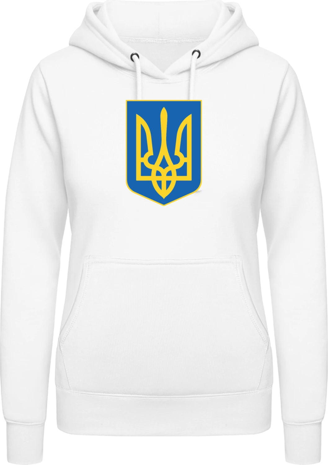 Ukraine Coat of Arms - Arctic white AWDis ladies hoodie - Front