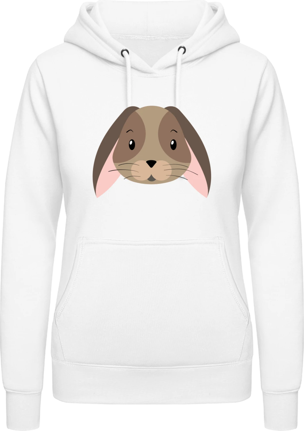 Comic Bunny Face - Arctic white AWDis ladies hoodie - Front