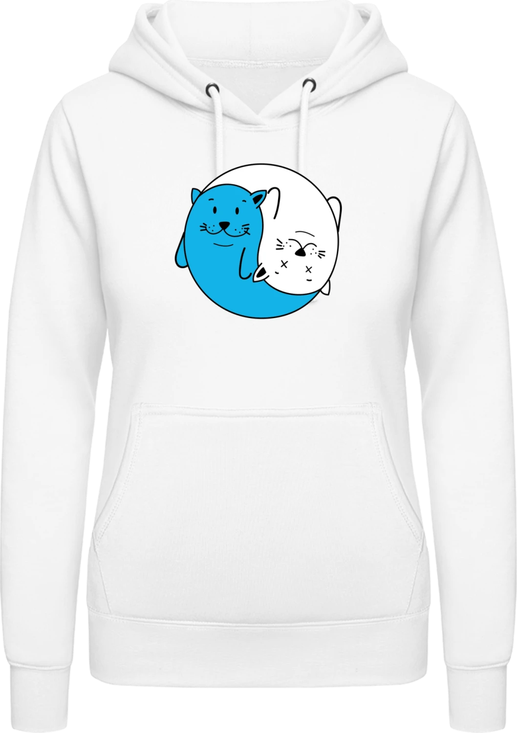 Cats Ying Yang - Arctic white AWDis ladies hoodie - Front