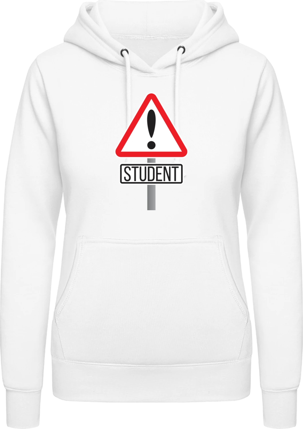 Danger! Student - Arctic white AWDis ladies hoodie - Front