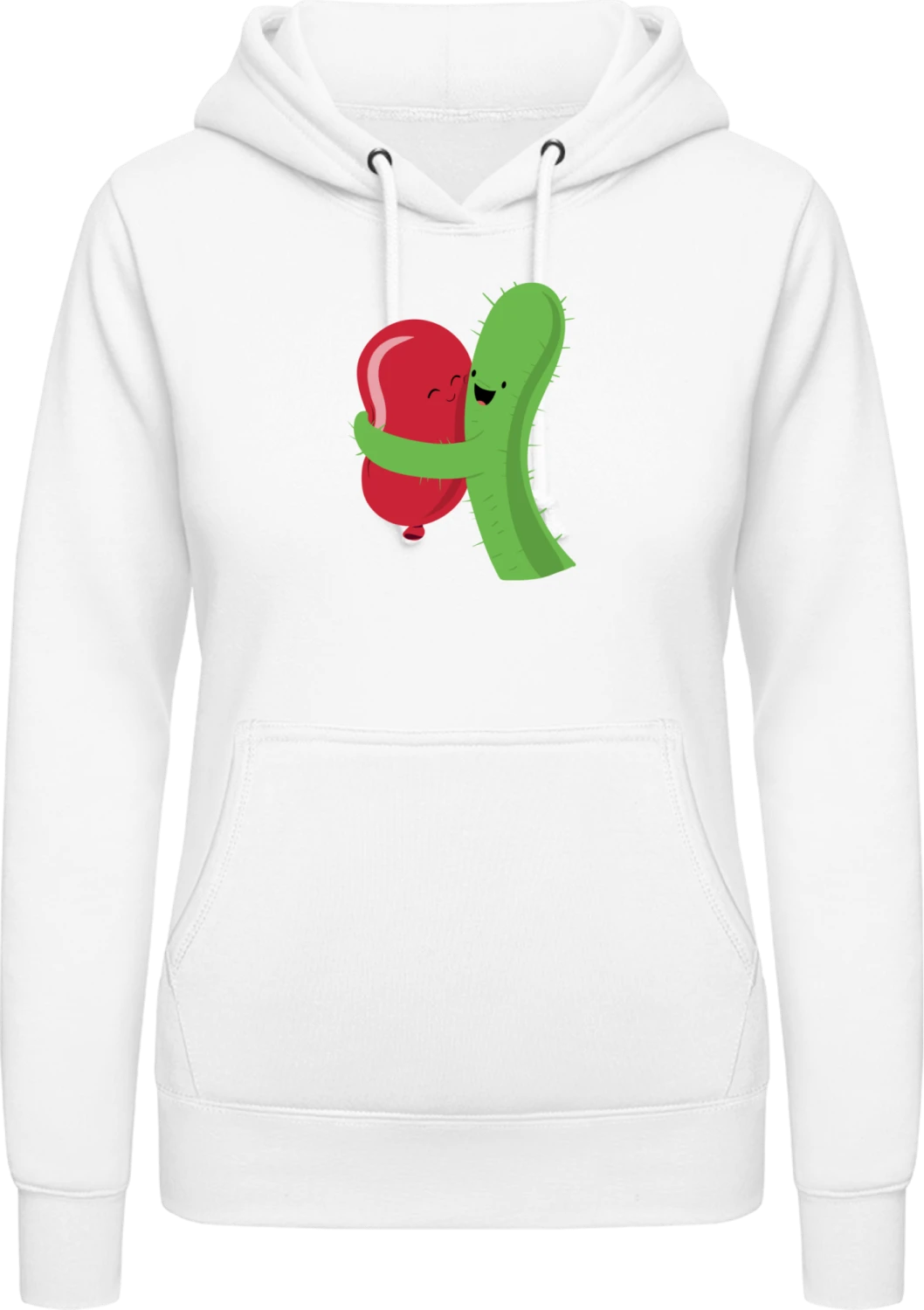 Cactus Hug Balloon - Arctic white AWDis ladies hoodie - Front