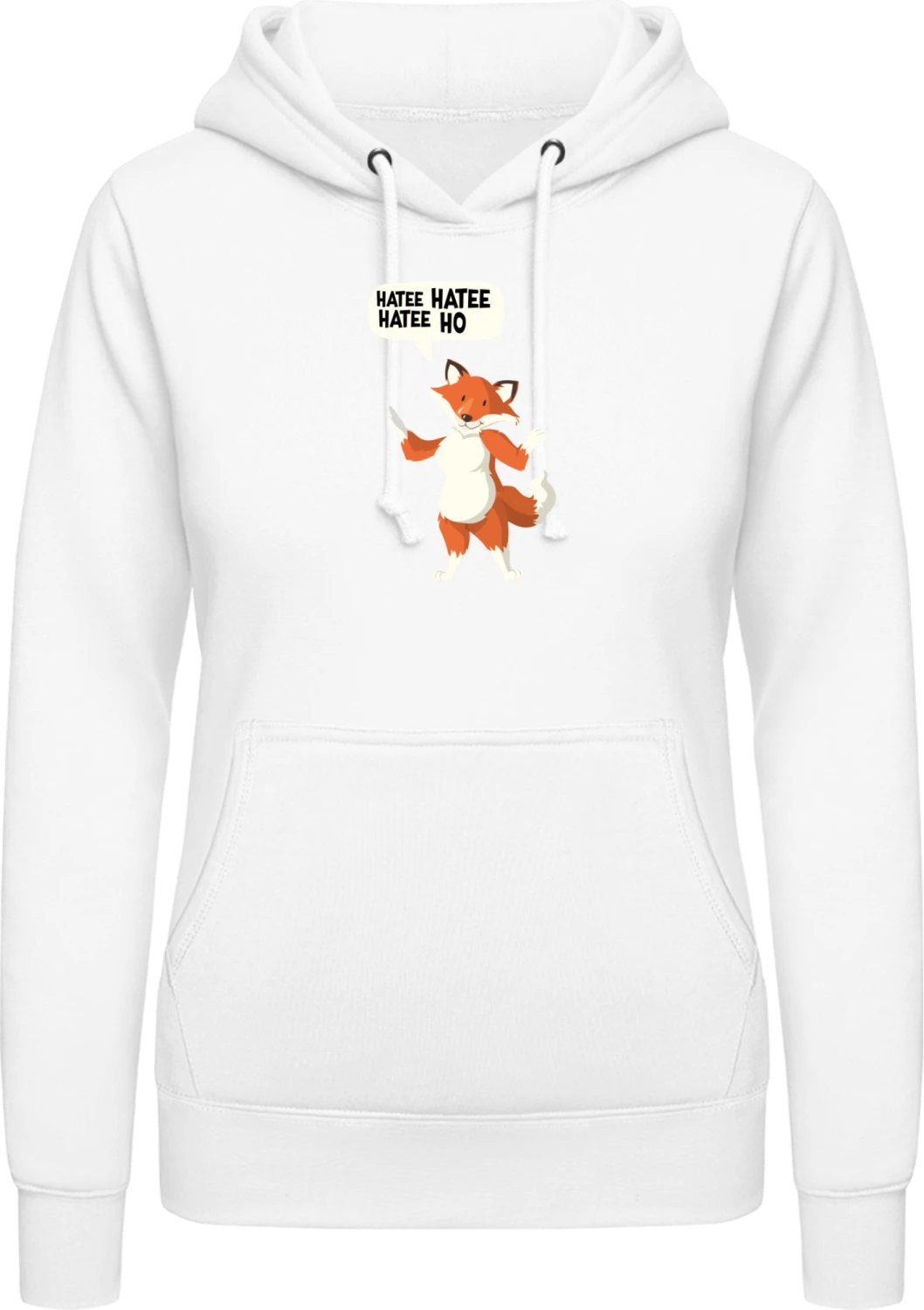 Hatee Hatee Hatee Ho Song Fox - Arctic white AWDis ladies hoodie - Front