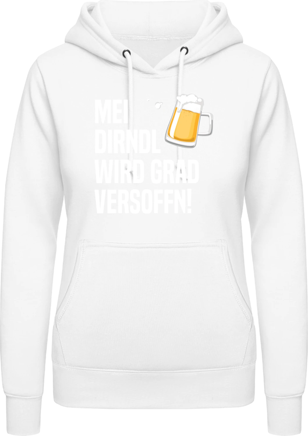 Mei Dirndl wird grad versoffn - Arctic white AWDis ladies hoodie - Front