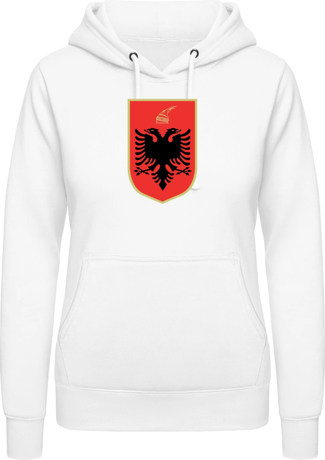 Albanian Coat of Arms - Arctic white AWDis ladies hoodie - Front