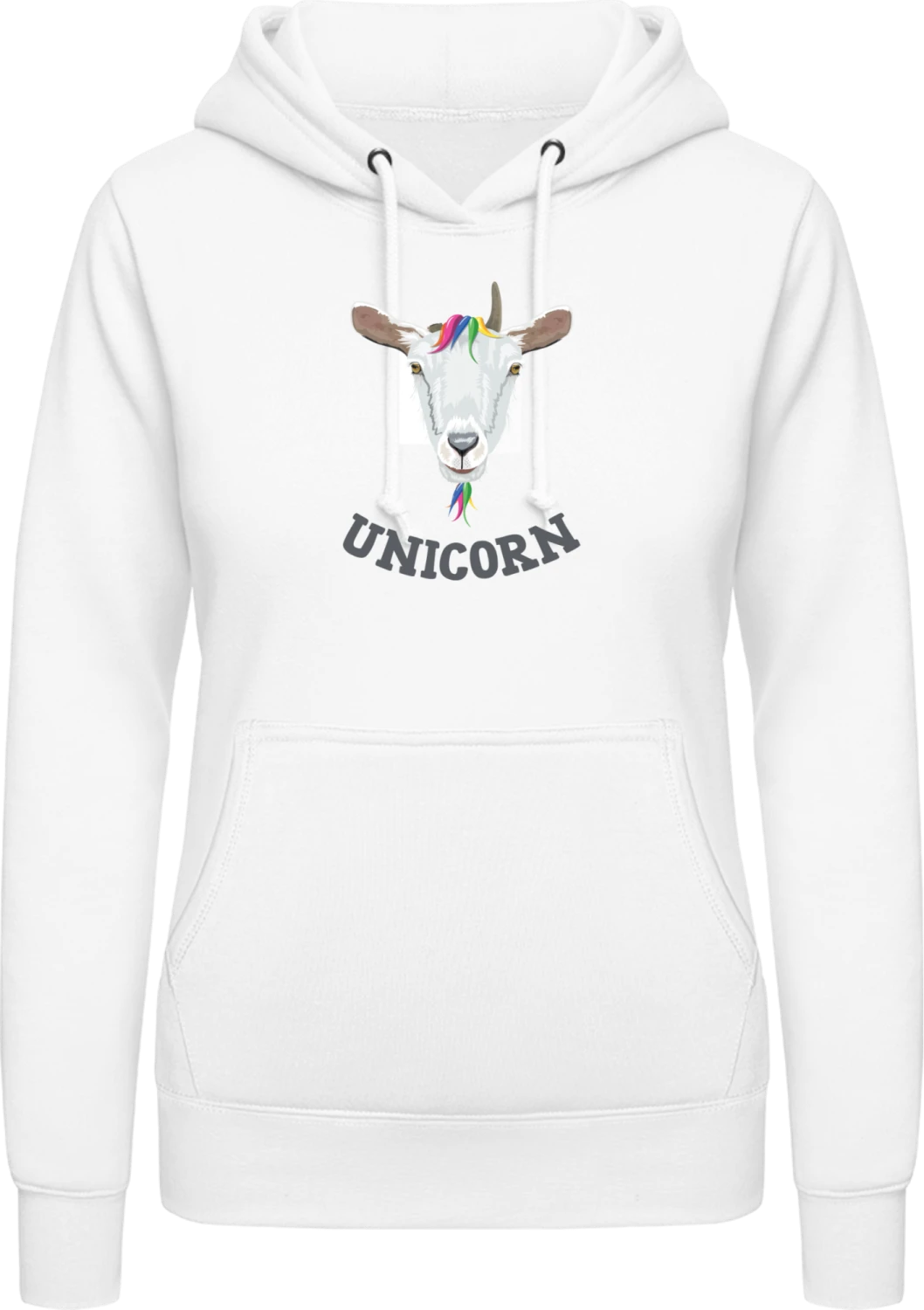 Unicorn Goat - Arctic white AWDis ladies hoodie - Front