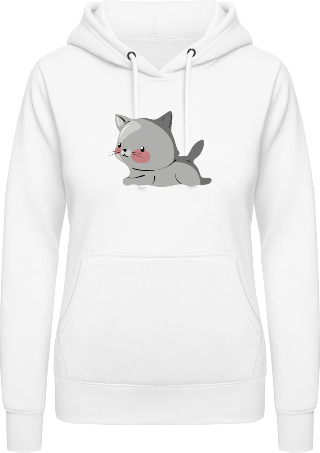 Cute Litte Cat - Arctic white AWDis ladies hoodie - Front