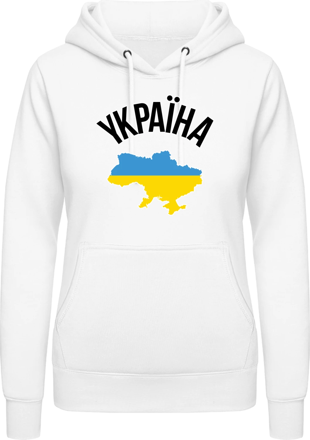 Ukraine - Arctic white AWDis ladies hoodie - Front