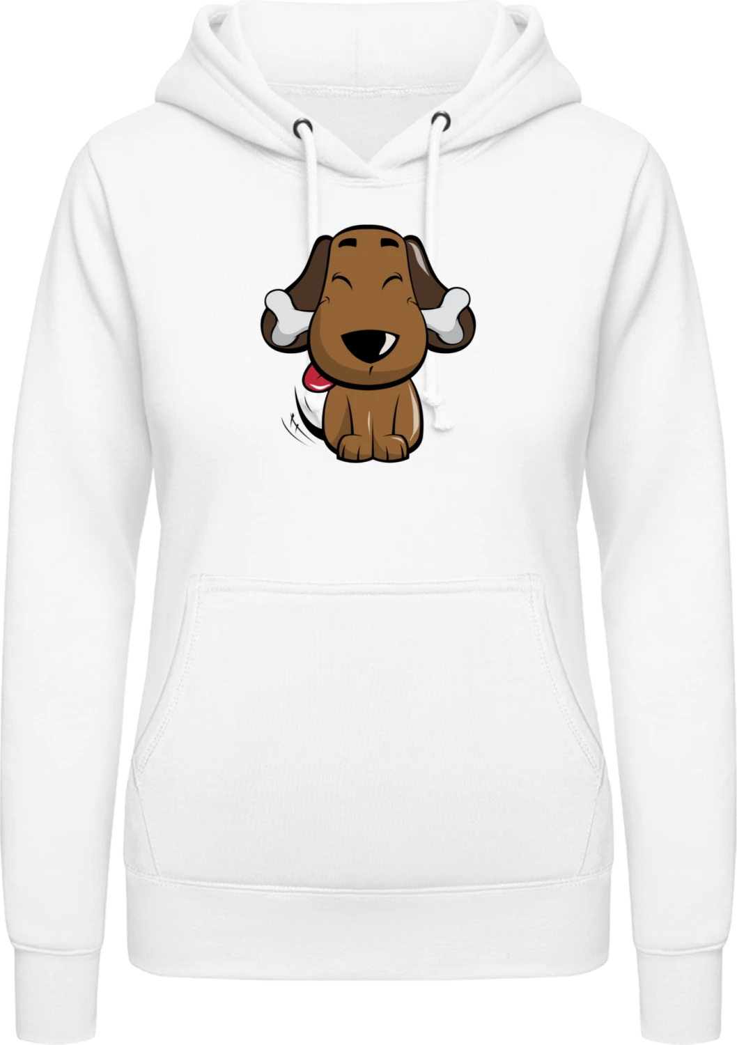 Doggy With Bone - Arctic white AWDis ladies hoodie - Front