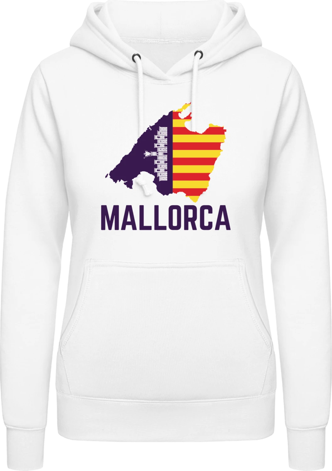 Mallorca Map - Arctic white AWDis ladies hoodie - Front