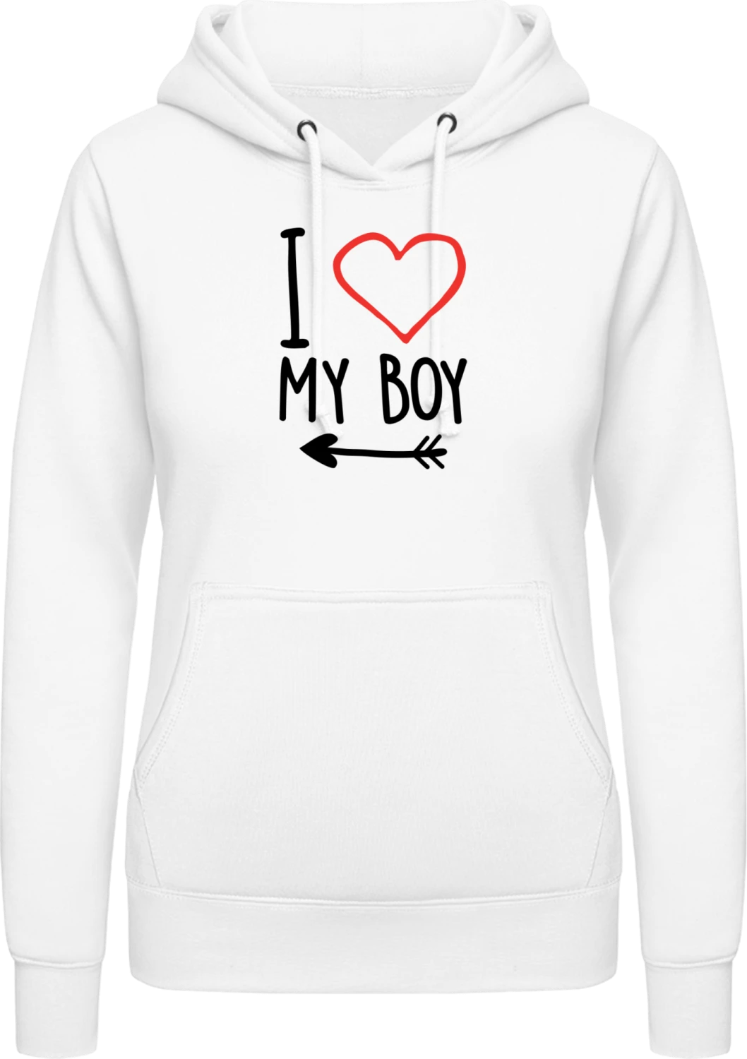 I Love My Boy Arrow - Arctic white AWDis ladies hoodie - Front