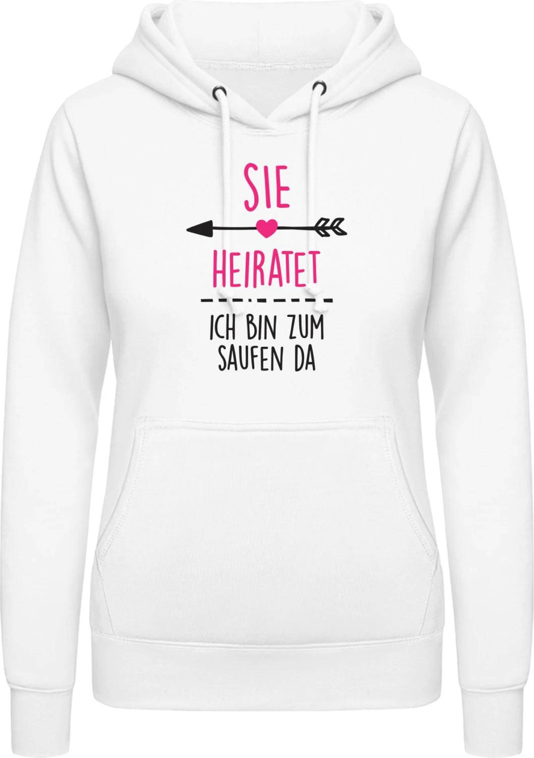 Sie heiratet Ich bin zum Saufen da - Arctic white AWDis ladies hoodie - Front