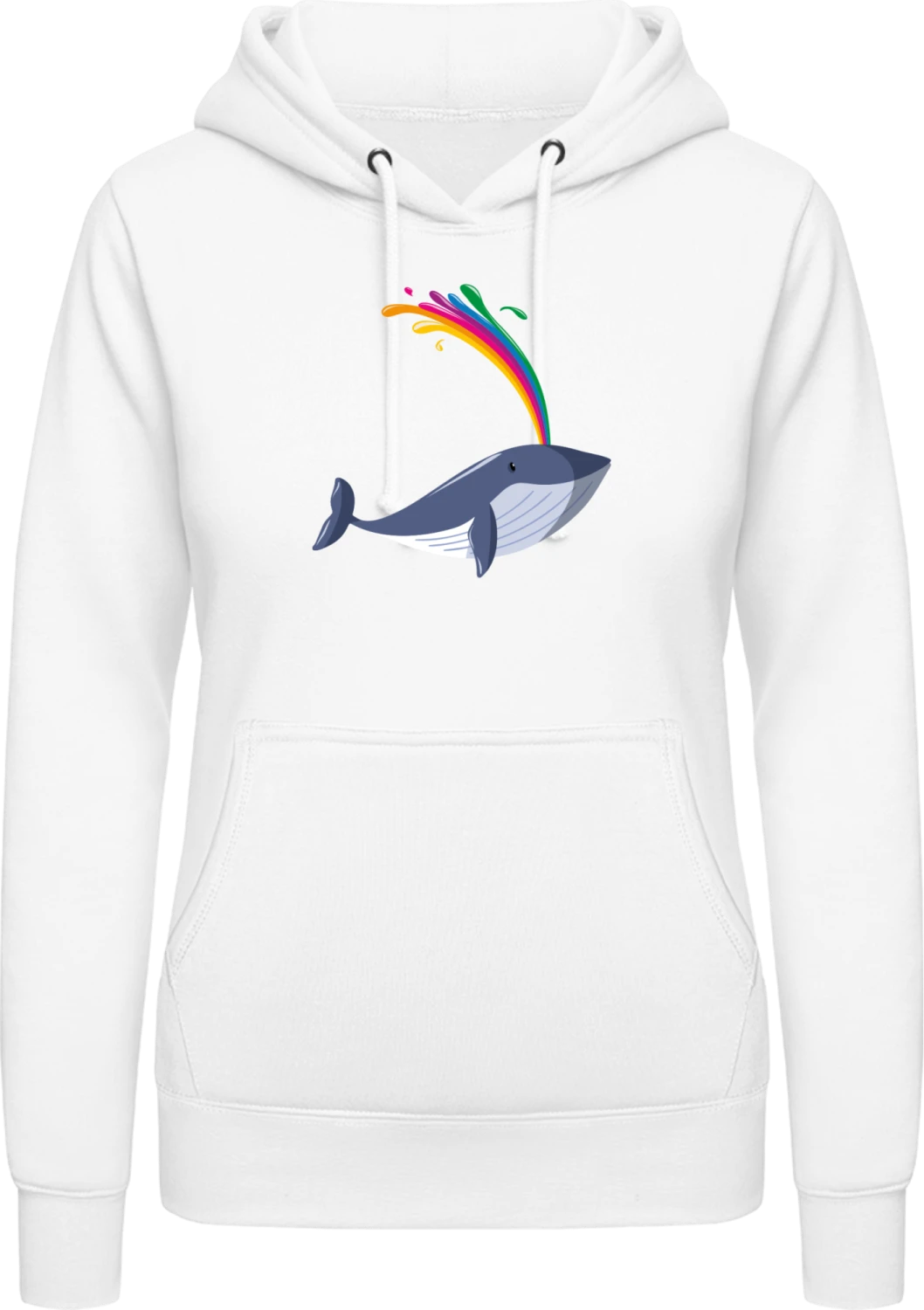 Whale Rainbow - Arctic white AWDis ladies hoodie - Front