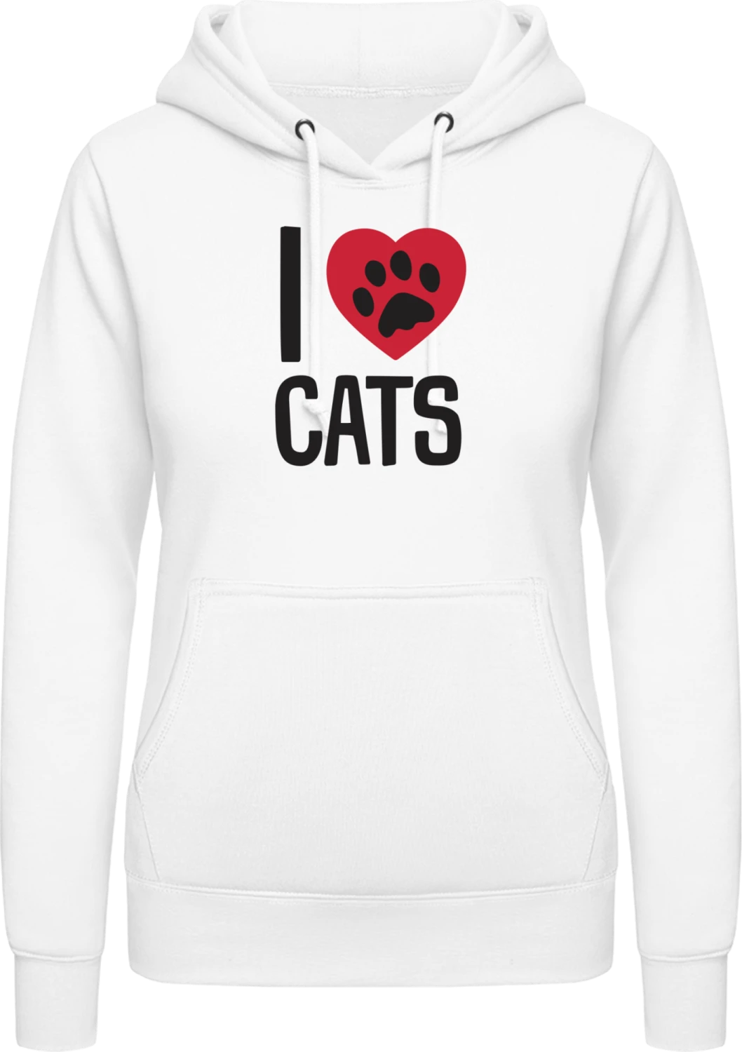 I Love Cats Paw - Arctic white AWDis ladies hoodie - Front