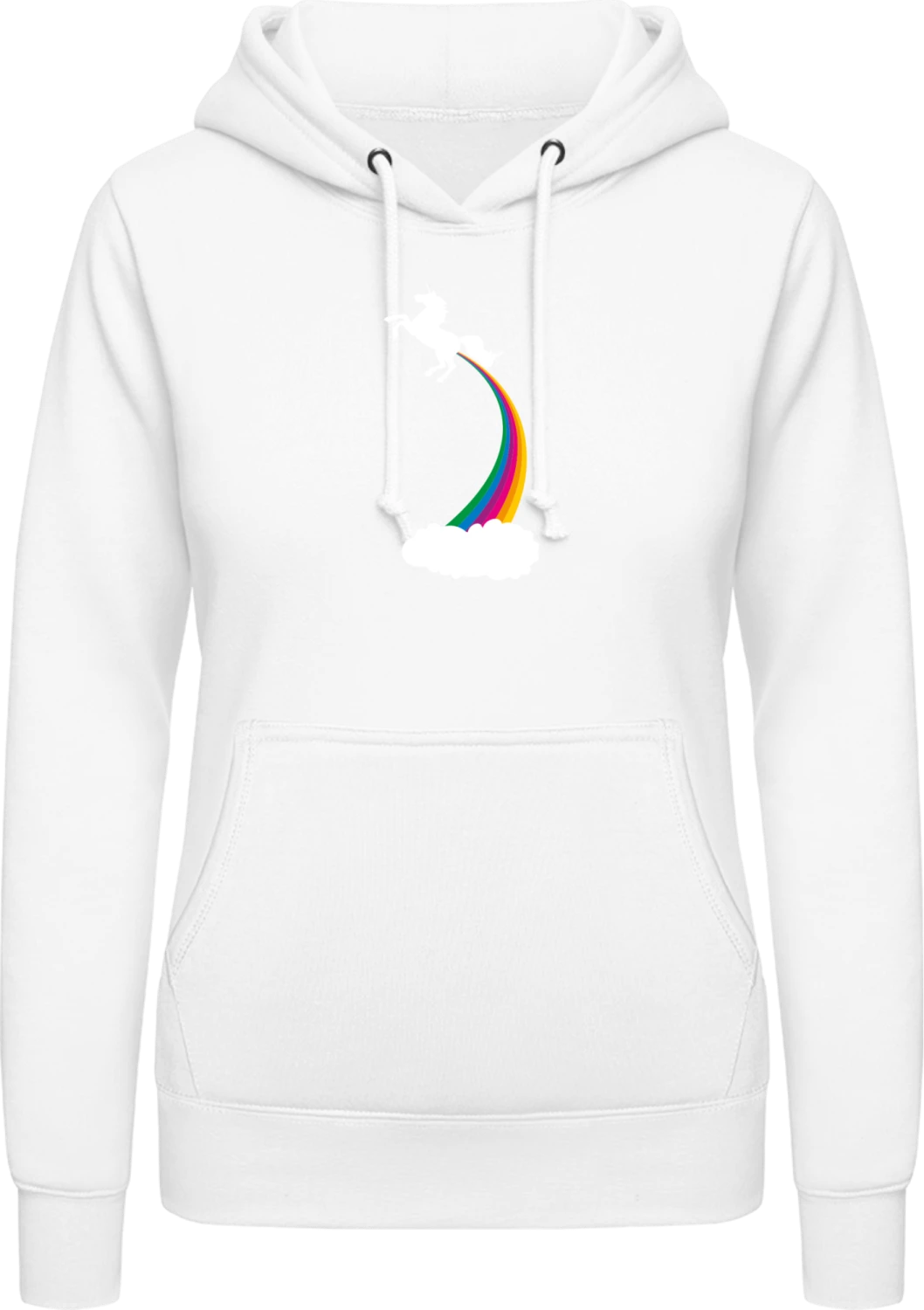 White Unicorn Rainbow - Arctic white AWDis ladies hoodie - Front