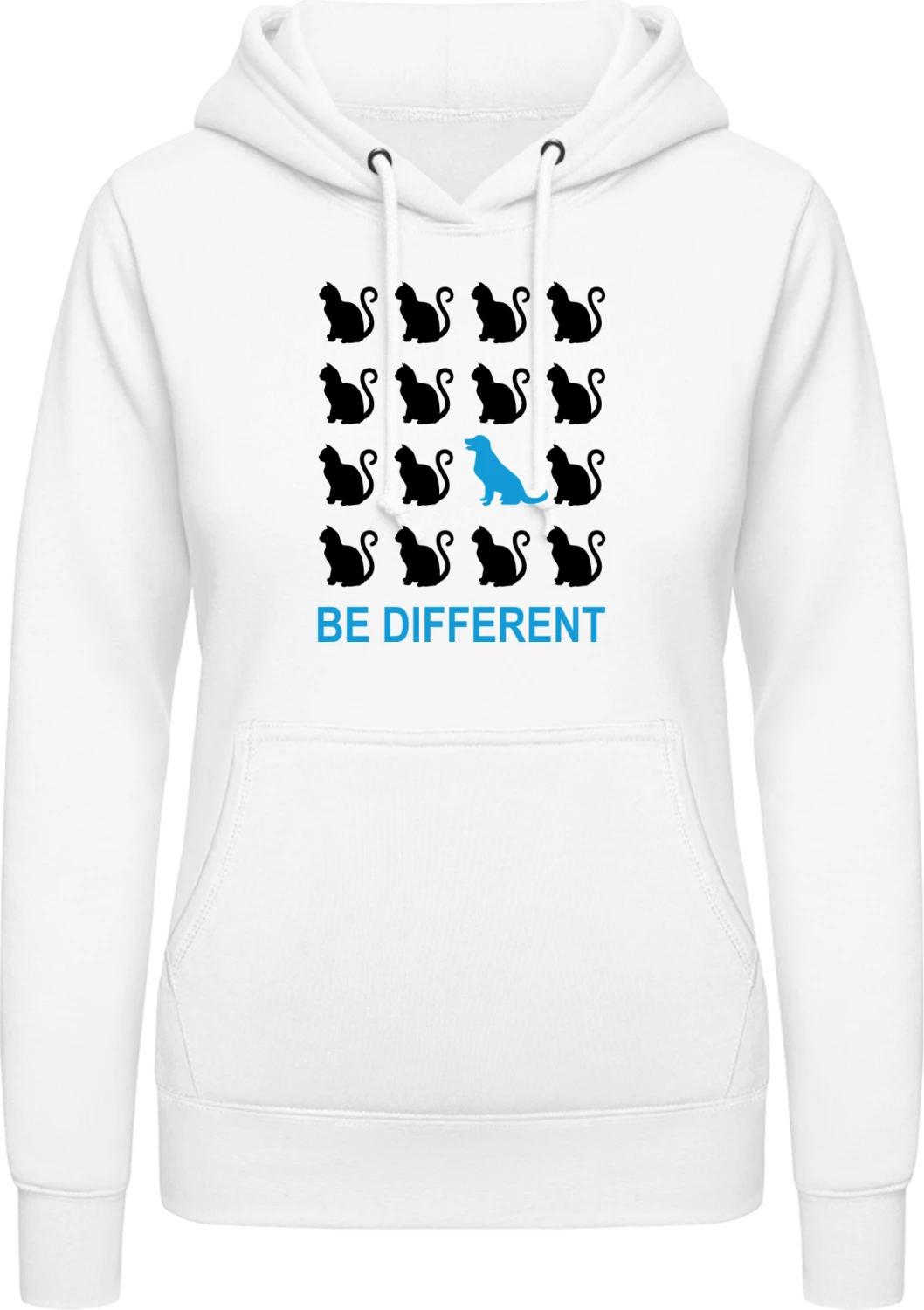 Be Different Dog And Cat - Arctic white AWDis ladies hoodie - Front