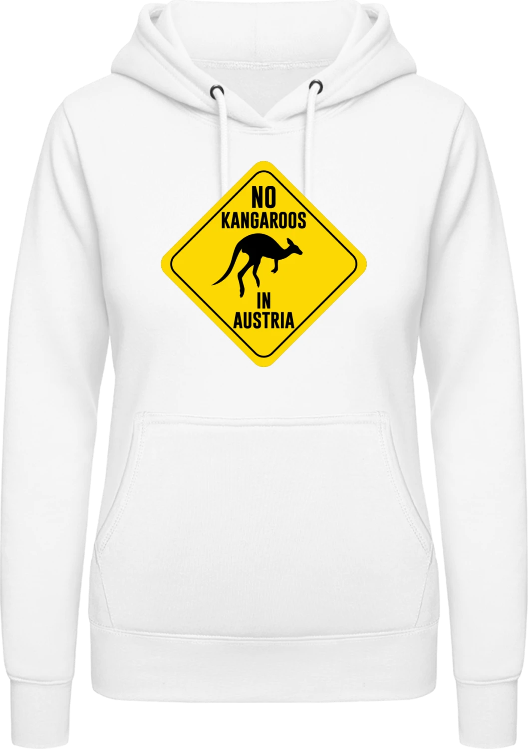 No Kangaroos In Austria Street Sign - Arctic white AWDis ladies hoodie - Front