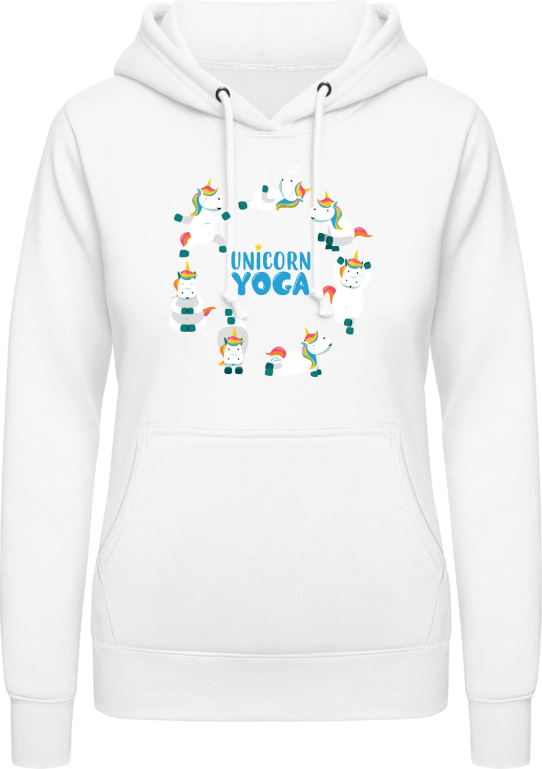 Unicorn Yoga - Arctic white AWDis ladies hoodie - Front