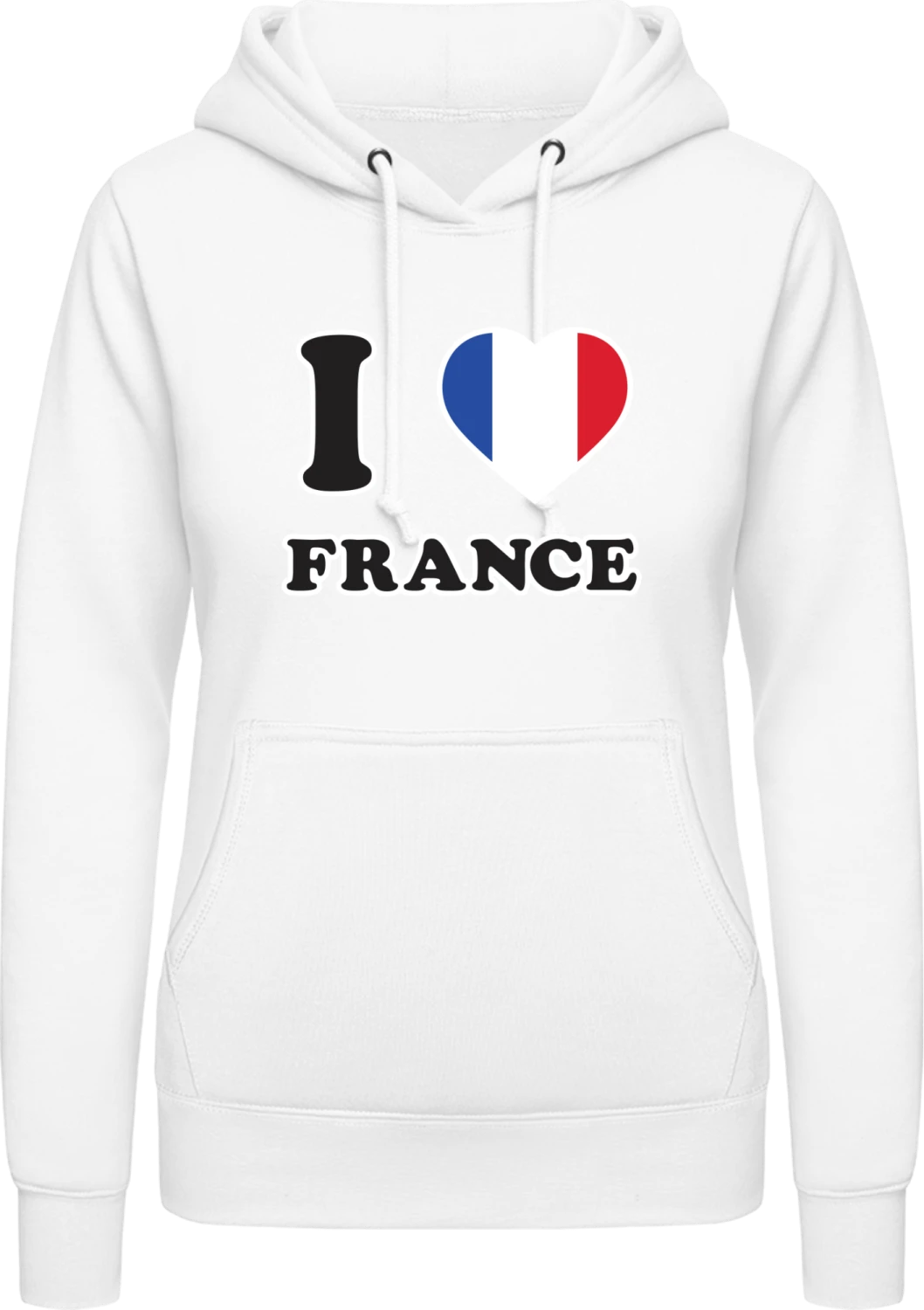 I Love France Fan - Arctic white AWDis ladies hoodie - Front