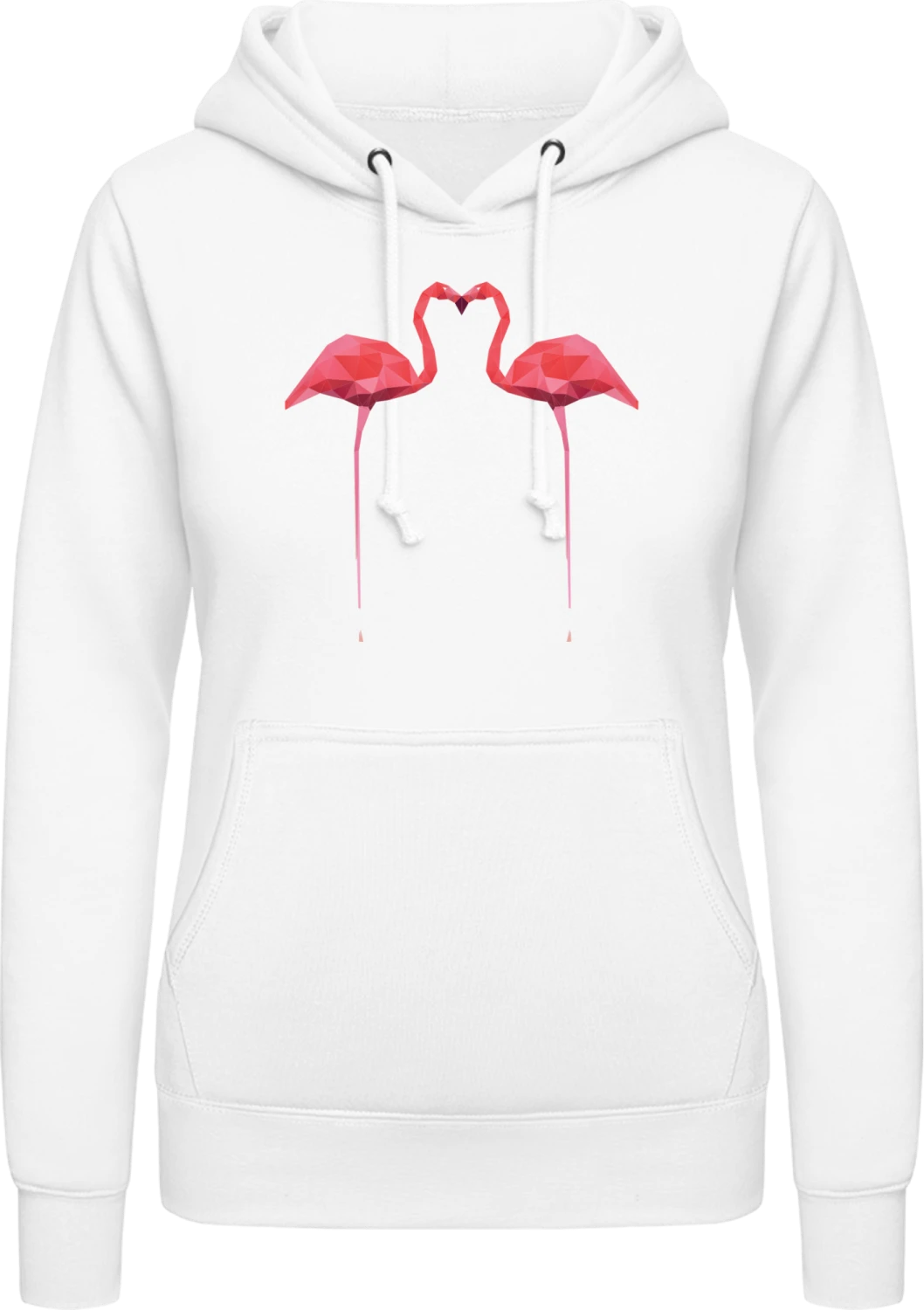 Flamingos In Love - Arctic white AWDis ladies hoodie - Front