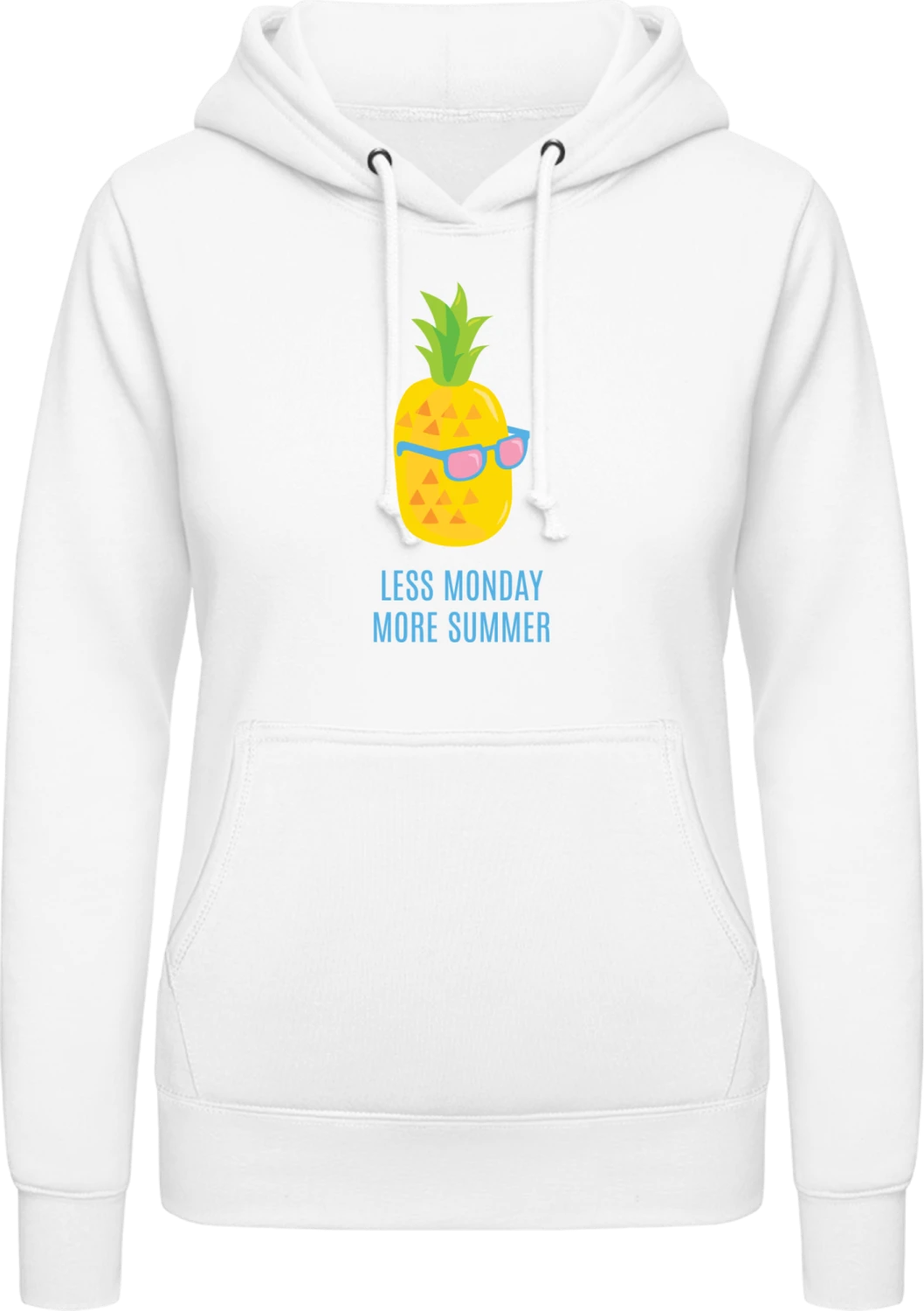 Less Monday More Summer Pineapple - Arctic white AWDis ladies hoodie - Front