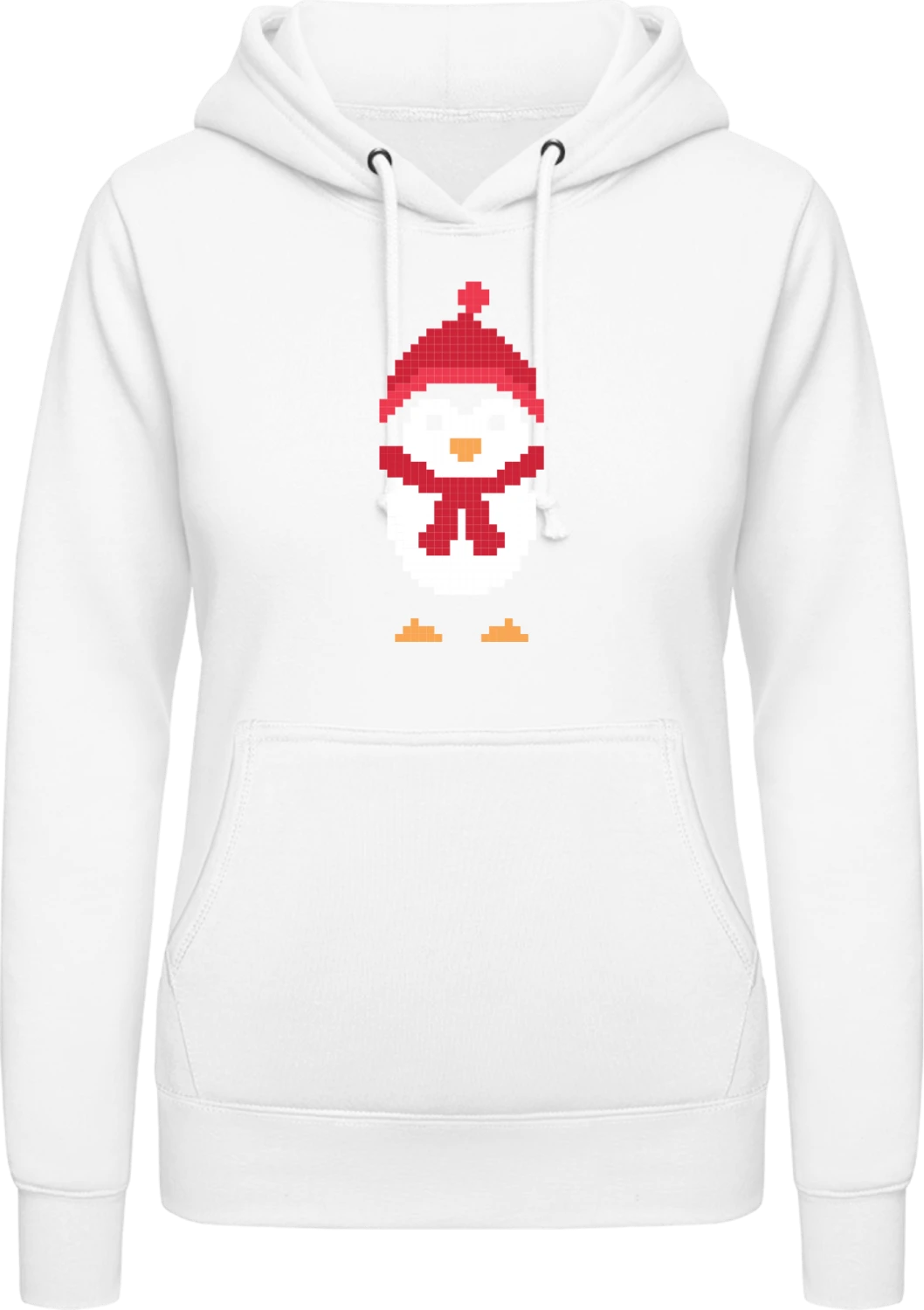 Winter Pixel Penguin - Arctic white AWDis ladies hoodie - Front