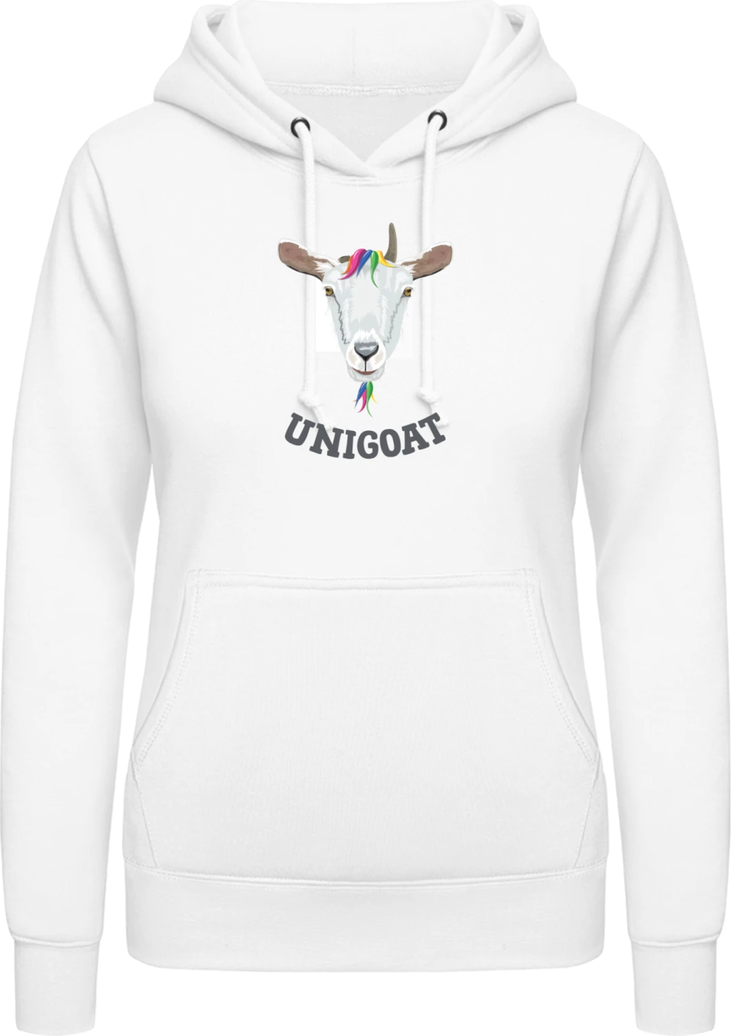 Unigoat Unicorn - Arctic white AWDis ladies hoodie - Front