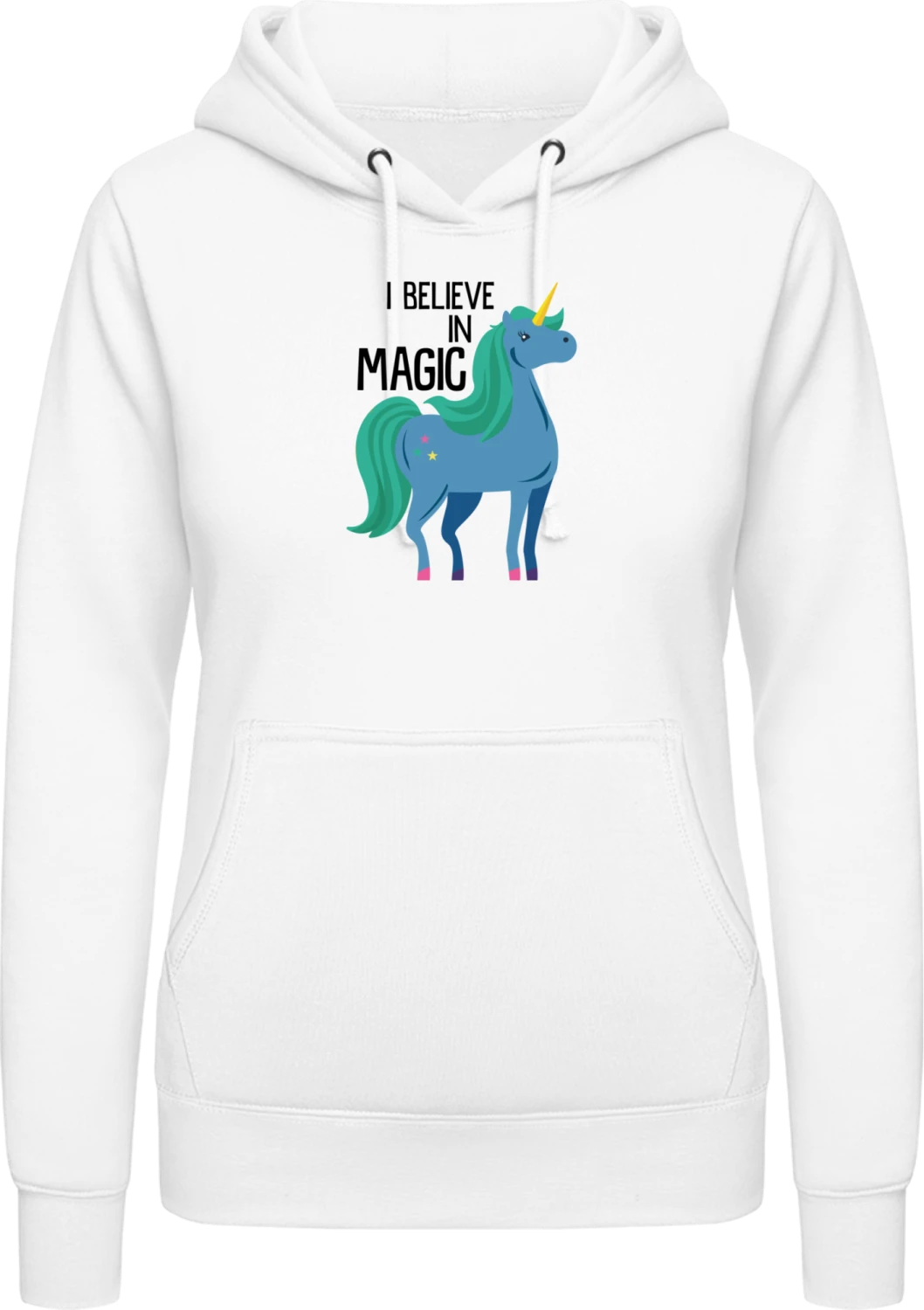 I Believe In Magic - Arctic white AWDis ladies hoodie - Front