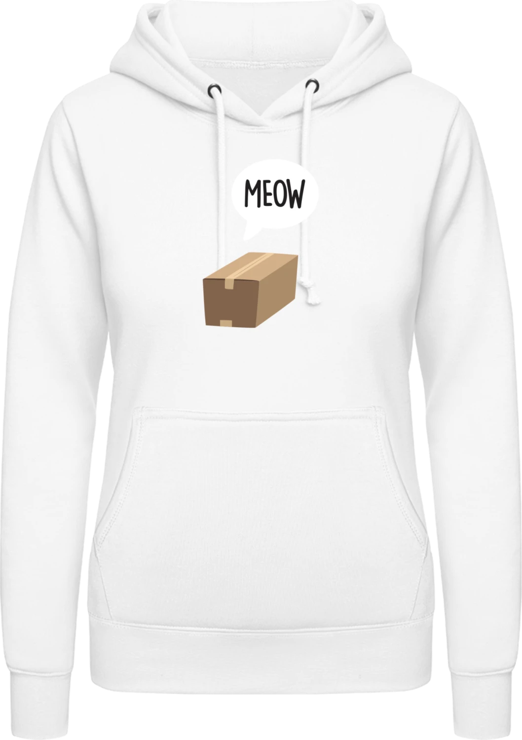 Meow In The Box Schrödinger's Cat - Arctic white AWDis ladies hoodie - Front