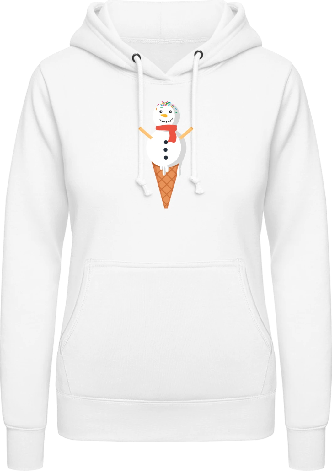 Snowman Ice - Arctic white AWDis ladies hoodie - Front