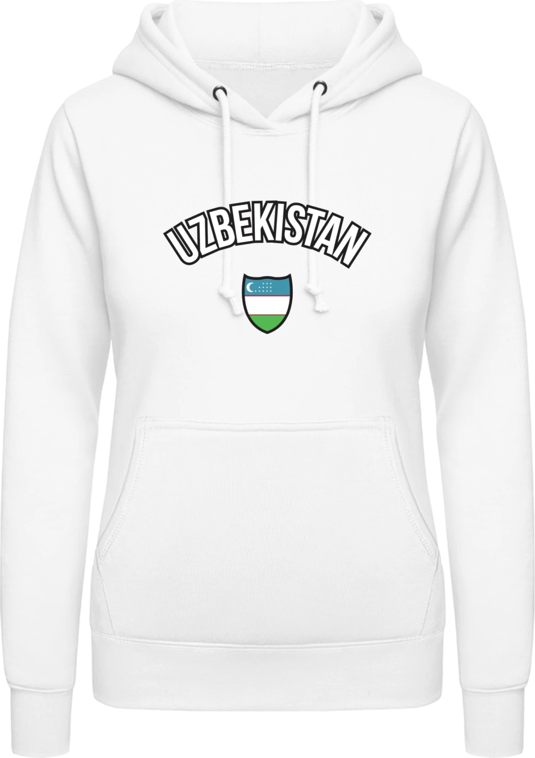 UZBEKISTAN Fan - Arctic white AWDis ladies hoodie - Front